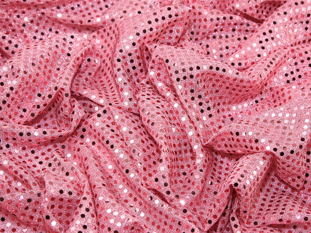 45" wide 3mm Round Sequins Dress Fabric Pink - per metre