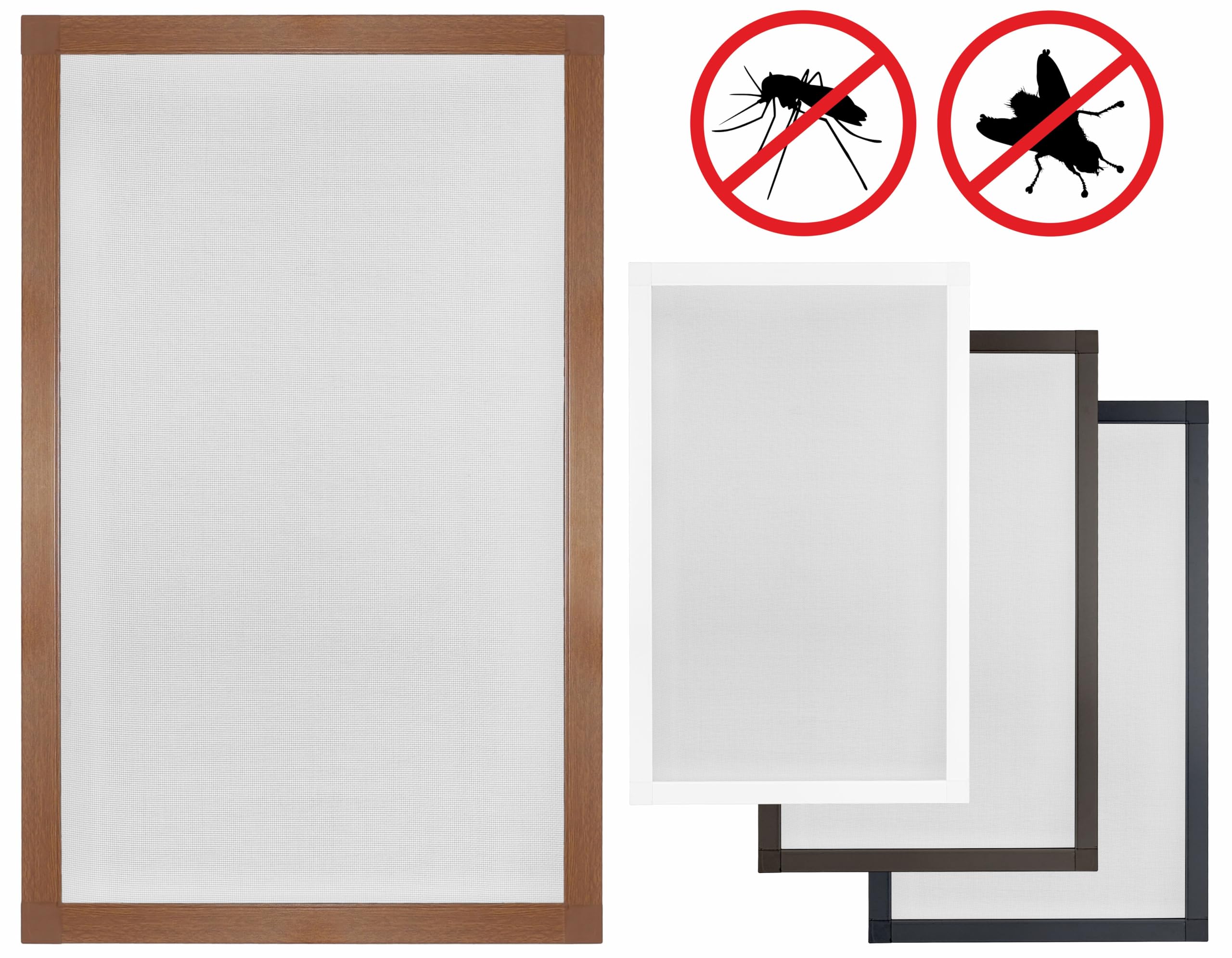 ROLLMAXXX Zanzariera per finestra fai da te 120 x 150 cm Marrone | Rete antinsetti con telaio in alluminio, Kit per finestre, Protezione da zanzare e insetti