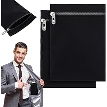 Sew-in Side Pocket, 2 Pack Zipper Coat Inside Pockets Sewing Drainage Pouch Travel Security Pocket Hidden Wallet for Travel Jacket, Shirt, Jacket, Robes, Hoodie, Sweater Black 2pcs