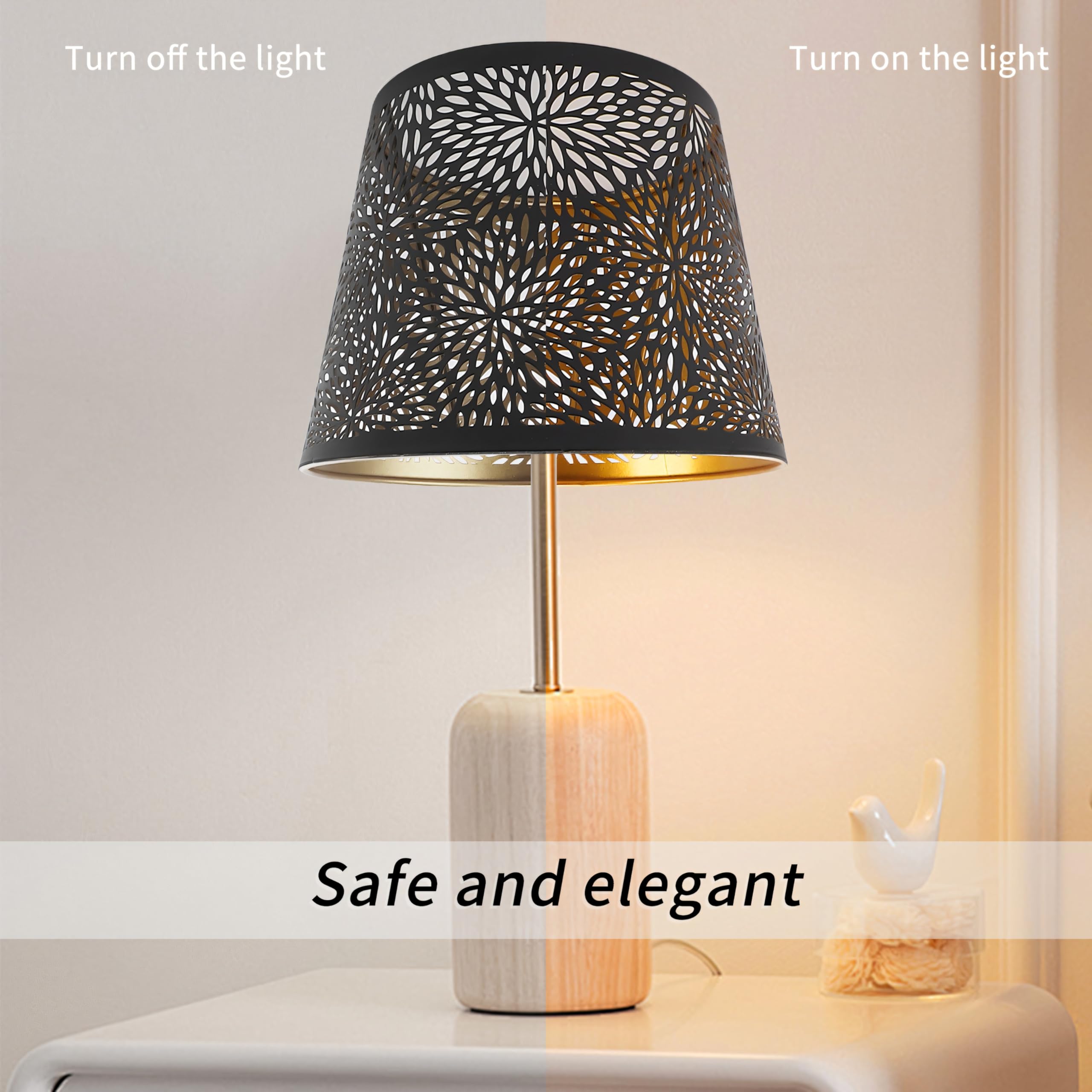 Taille Petit Abat Jour Abat Jour En Métal Abats-Jour Abat Jour Décoratif En Fer Creux Avec Motif Doré Intérieur Pour Lampe De Table Et De Plafond Style Moderne Inspiré De La Nature Noir