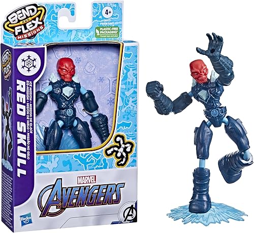 Miniatura 2 de Avengers Marvel Bend and Flex Missions - Figura de acción de misión de hielo de calavera roja, juguete flexible de 6 pulgadas, juguetes para niños a