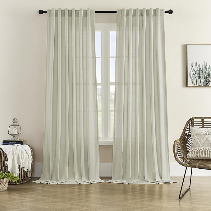 Linen Curtains 102 Inches Long for Living Room Bedroom 2