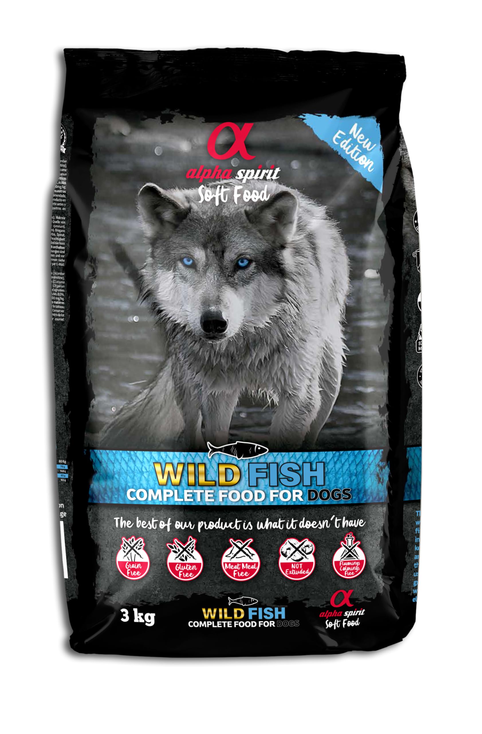 Alpha Spirit Wild Fish Complete Semi-Moist Dog Food | Multi-Protein | Gluten Free | Grain Free | High Nutritional Values | Suitable For All Dog Breeds add to all the listings (3kg (Pack of 1))