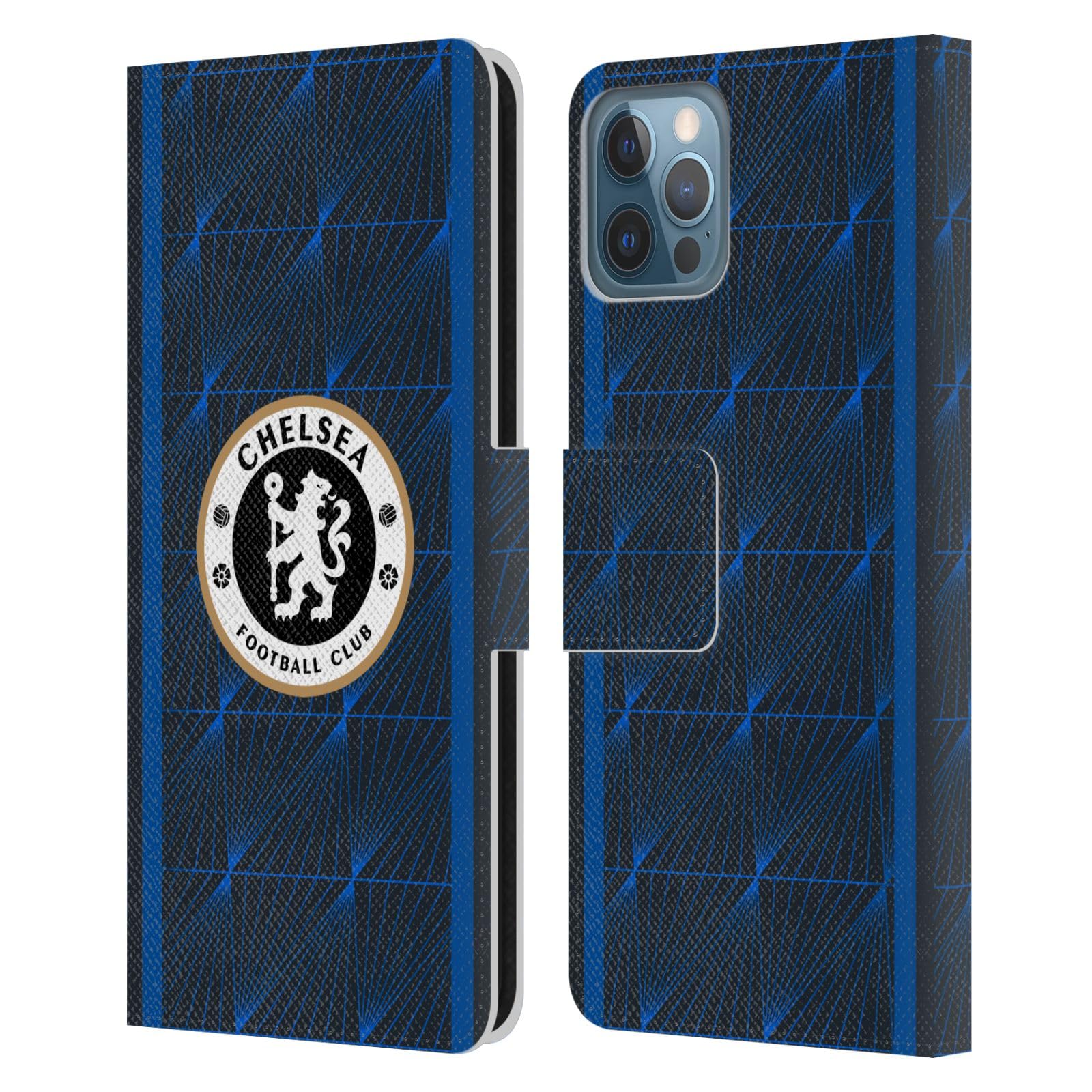Head Case Designs Officially Licensed Chelsea Football Club Away 2023/24 Kit Leather Book Flip Case Cover Compatible With Apple iPhone 12 / iPhone 12 Pro โ image 1