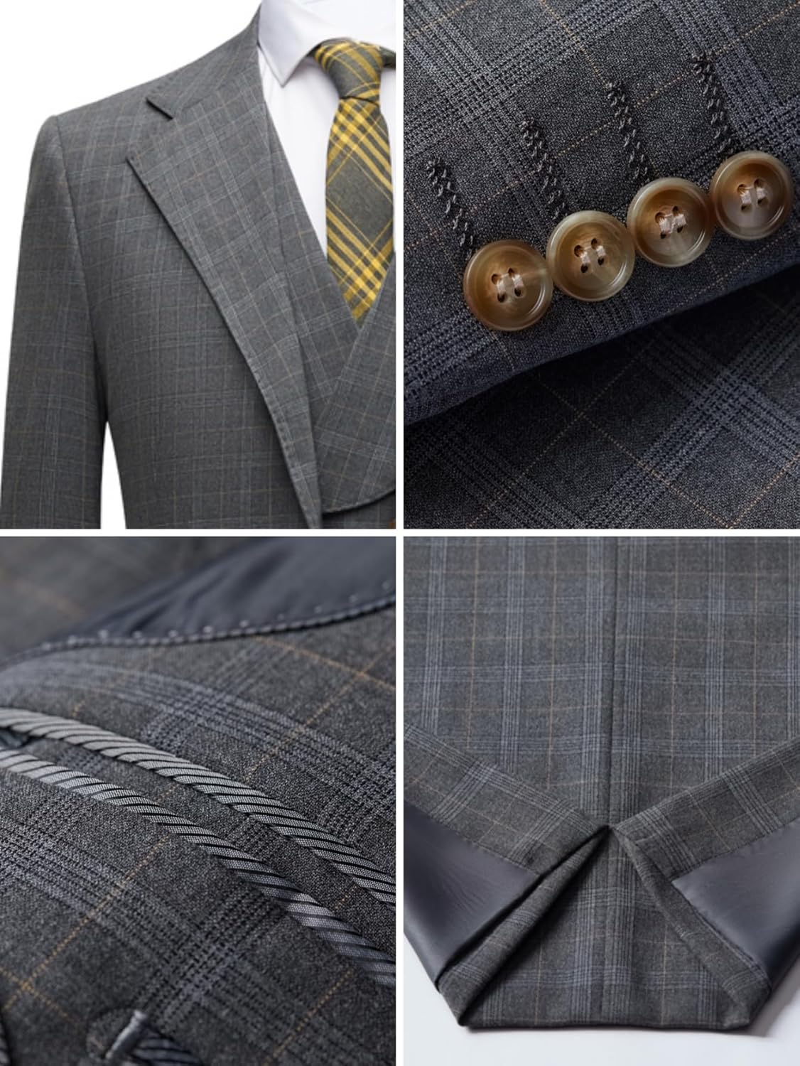 Men's Classic 3-Piece Suit Elegant Blazer Tuxedo Jacket, Vest & Trousers Set for Business, Wedding, Prom - Image 5