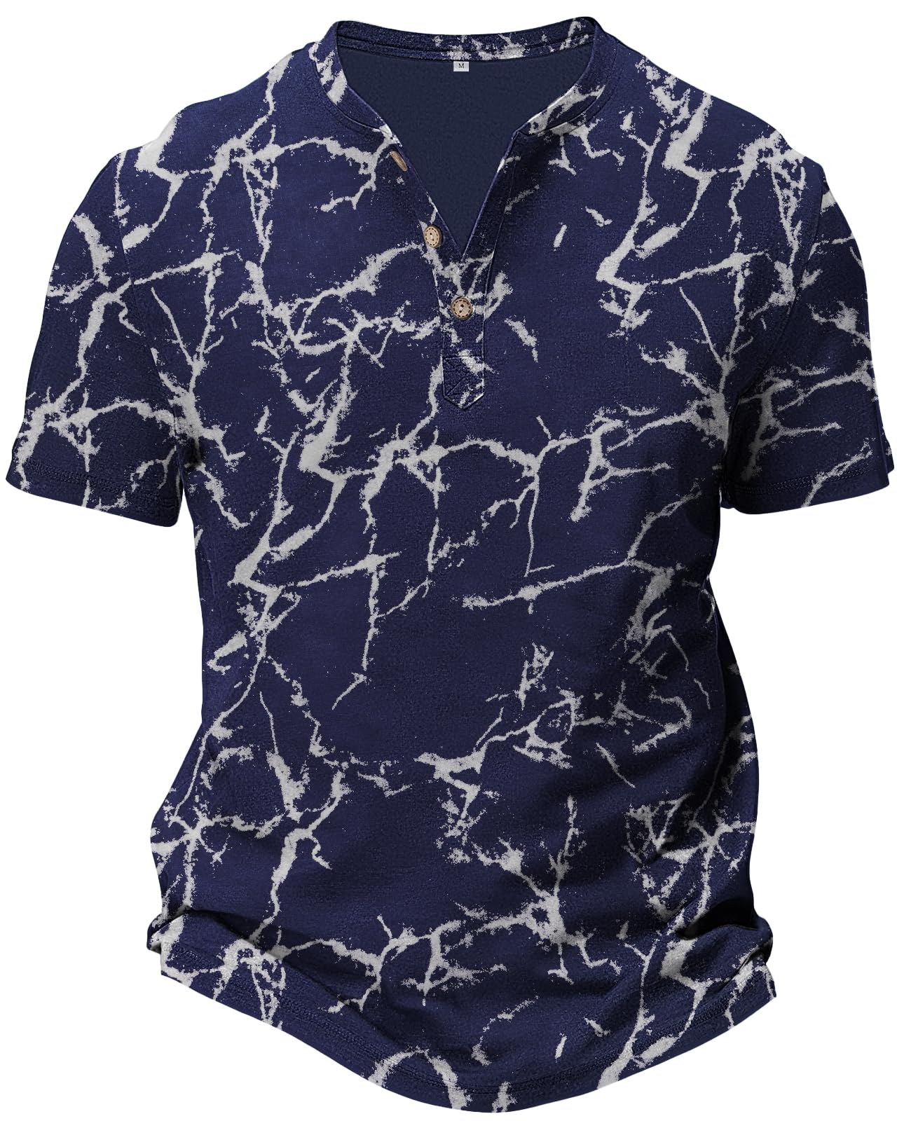 HMIYA Hemd Herren 100% Baumwolle Vintage Henley Shirt Kurzarm T-Shirts für Herren Sommerhemd Beiläufig Männer