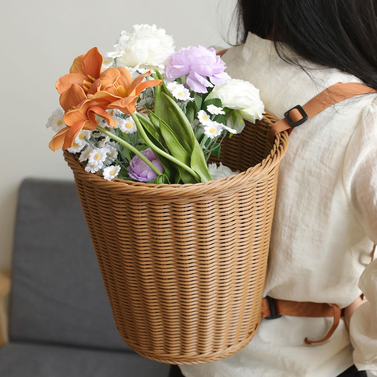 Cesta de Recolección Elegante, Hecha a Mano, Robusta Y Multiusos para Fruta, Camping Y Jardín.