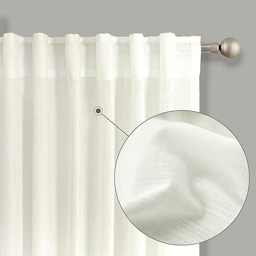 Miniatura 156 de KOUFALL Cortinas transparentes de lino de 90 pulgadas, cortinas para Sala Modernas 2025 De Lino Elegantes, cortinas personalizadas con pestaña