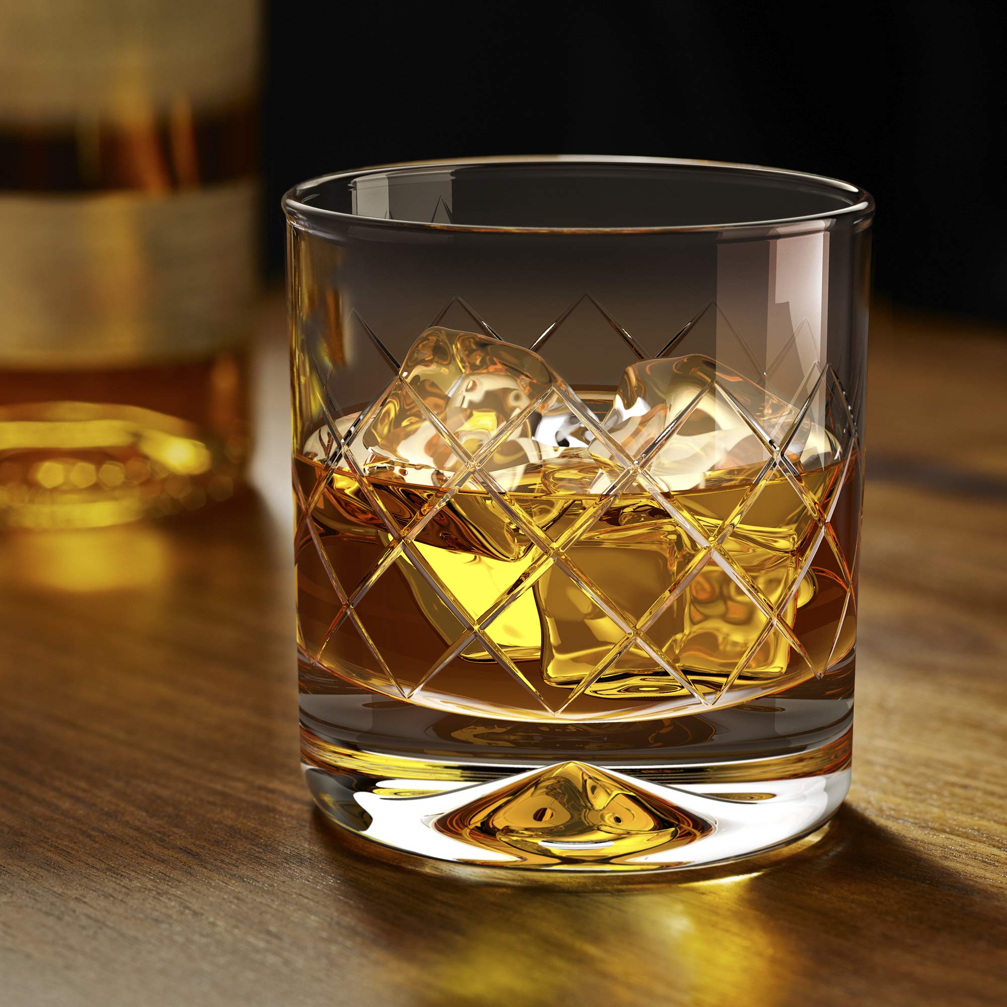 Buy MOFADO Crystal Whiskey Glasses DiamondEtch 12oz (Set of 2) Hand Blown Crystal in a