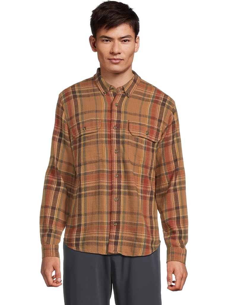 Brown L.L.Bean 1913 Field Flannel Shirt Slightly Fitted Untucked Fit Plaid