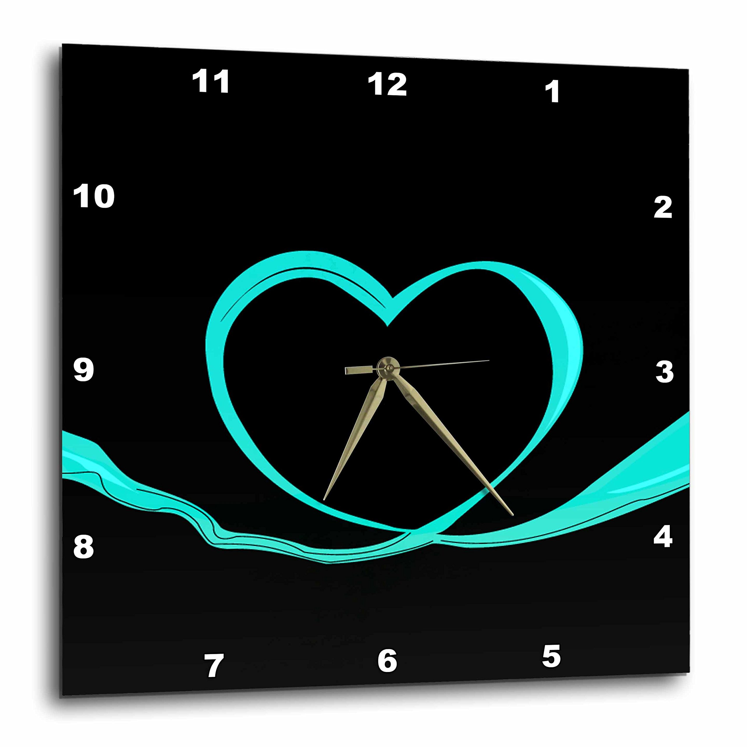 3dRose Pretty Turquoise Swath of Fabric Shaped Into A Heart-Wall Clock, 15-inch (DPP_78659_3)