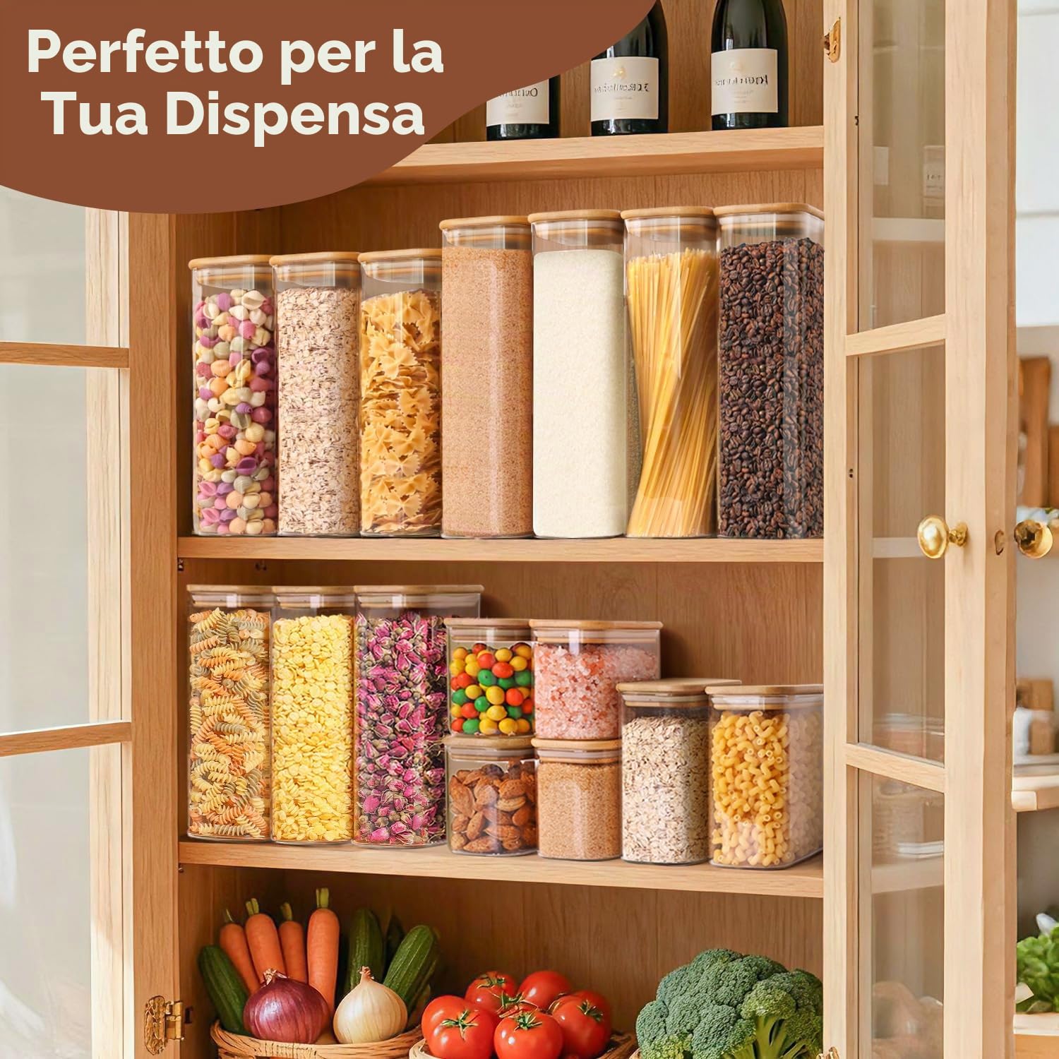ComSaf Barattoli Vetro con Coperchio, Contenitori Vetro per Alimenti, 1100 ml, Set da 4 Pezzi, Adatto a Riso Integrale, Sesamo Nero, Cumino In Polvere