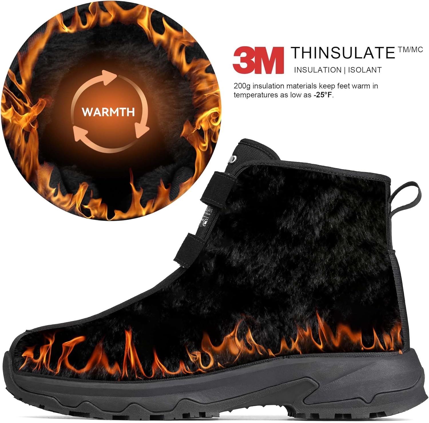 Men's Winter Waterproof Snow Boots Warm Slip On Mid-Calf Booties Non-Slip Work Boots Lightweight Outdoor Athletic Diabetic Boots - Image 4