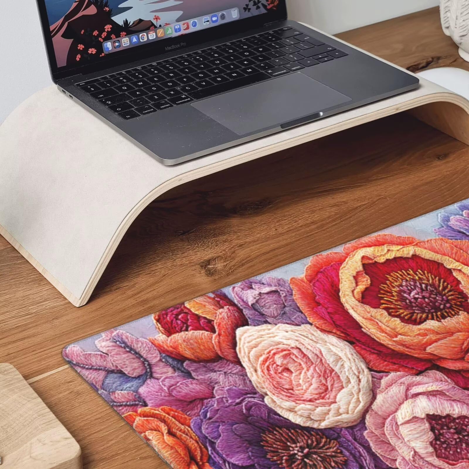 Fioletowa podkładka pod mysz XXL kwiat mata na biurko 1600 x 800 x 3 mm zmywalna podkładka do gier na laptopa, z antypoślizgową gumową podstawą do gier, komputera, personelu biurowego Y819
