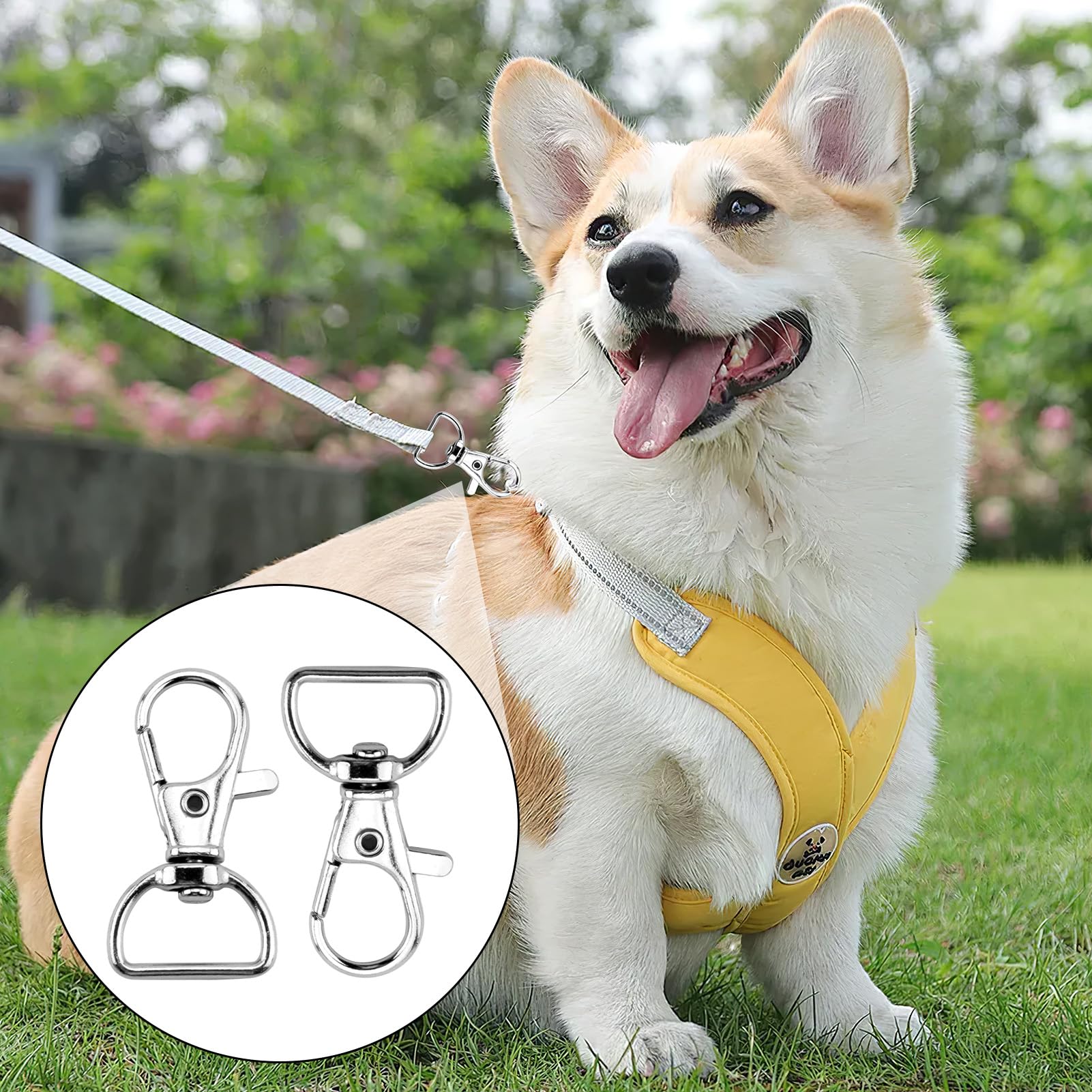 60pcs Moschettoni Portachiavi A D - 20mm, Ganci Rotanti 360° Per Fai Da Te E Gioielli - Foto 3