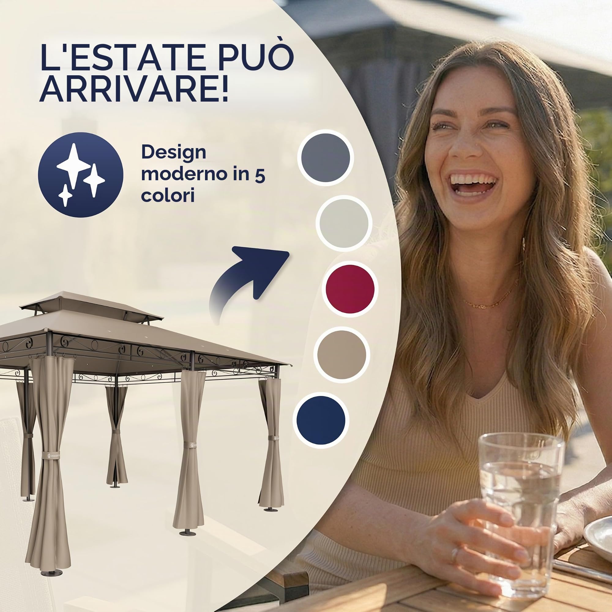 Casaria Gazebo Topas Padiglione 3x4m in Metallo