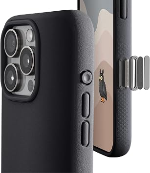 TineeOwl for iPhone 16 Pro Magnetic Case, Camera Control Button, Compatible with MagSafe, TPU, Minimalist, Slim/Thin, Grippy - Dune Series Almost Black, iPhone 16 Pro
