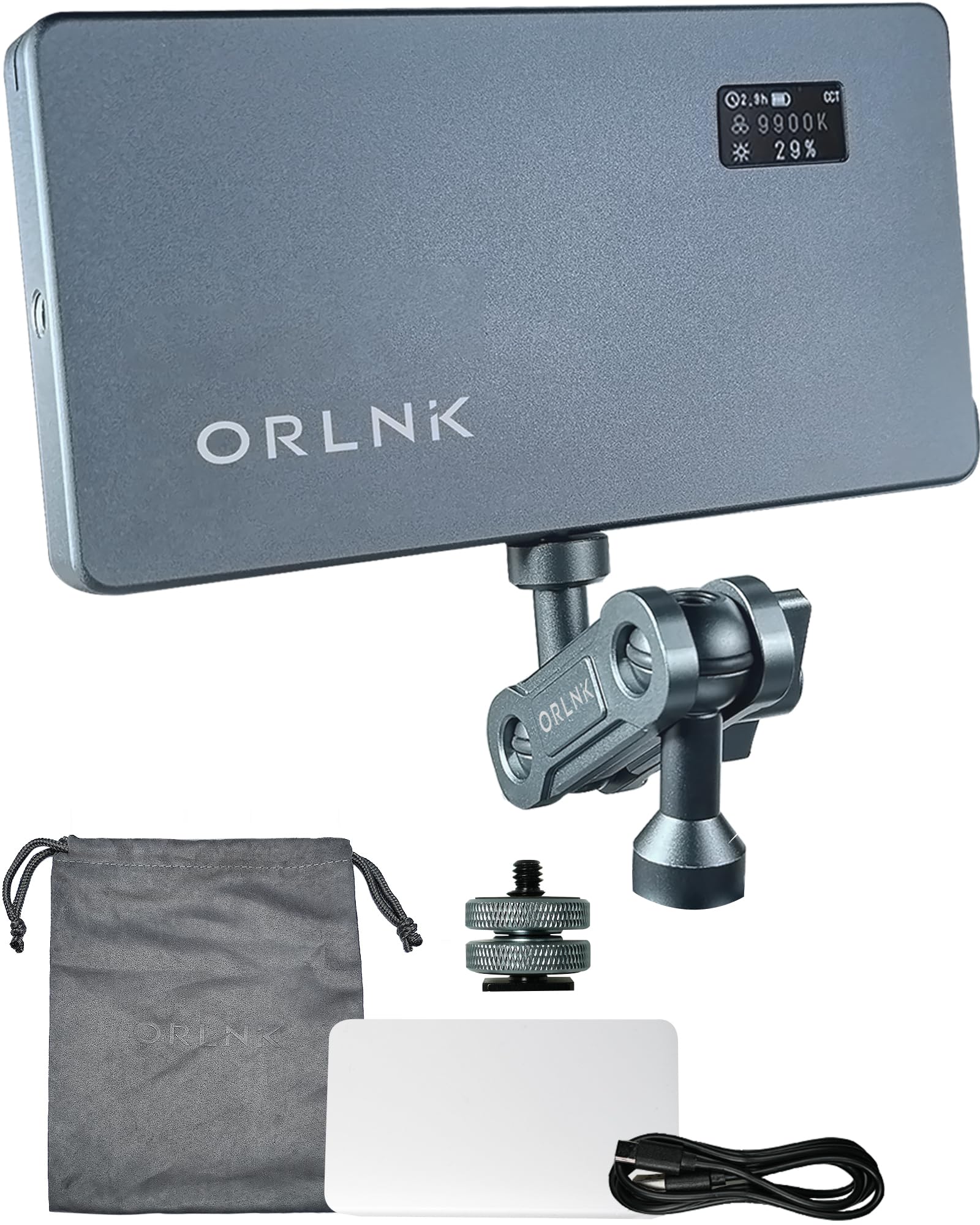 ORLN'K RGB Video Camera Light, Flexible Arm, 6.5" Portable Ultra-Thin with Soft Diffuser for Photography, Video, Content Creation (Arm Combo)
