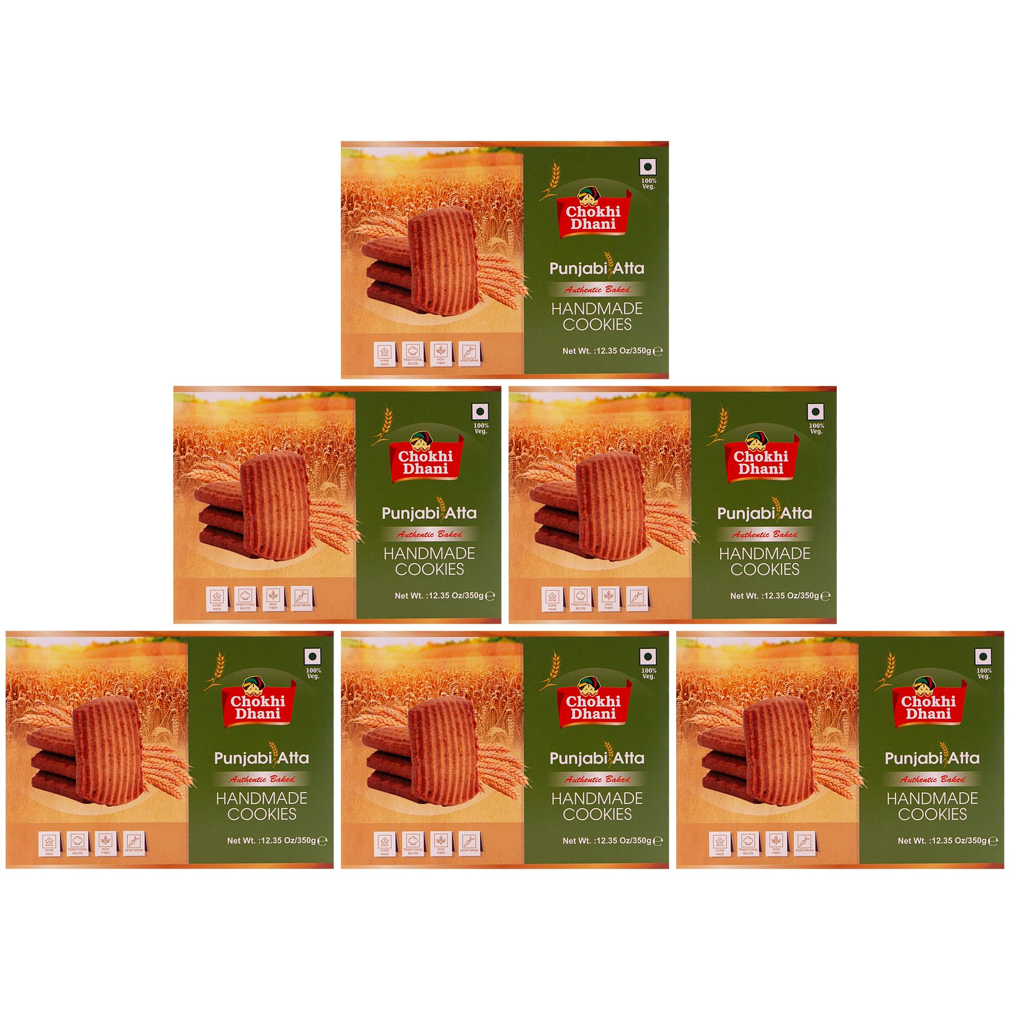 Chokhi Dhani Punjabi Atta Cookies | Traditional Whole Wheat Biscuits with Ghee | Crispy & Healthy Tea-Time Snack | Handmade & Eggless | Pack of 6, 350 gm