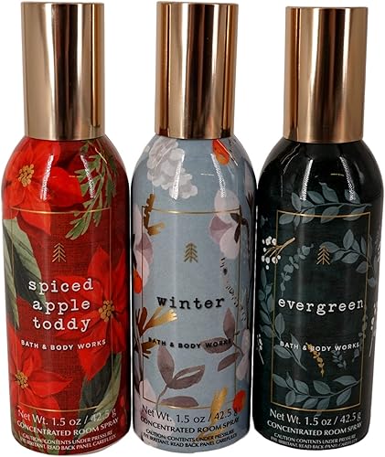 Spray concentrado de ambientes de invierno (3 fragancias, Evergreen, especiado manzana bebé, invierno) granero blanco 1.5 oz