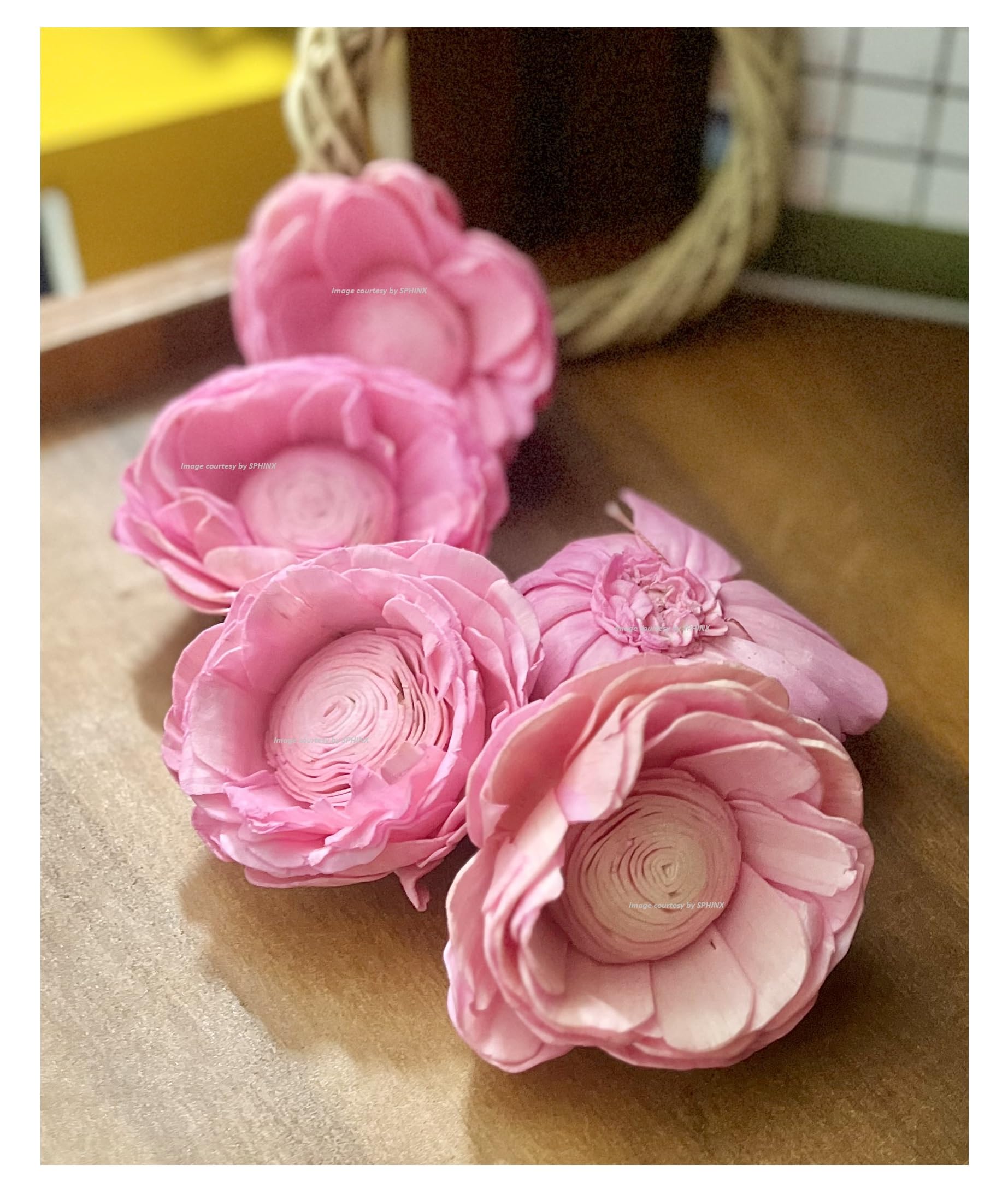SPHINX Artisanal Handmade Sola Rose, Peony, Lotus Flowers for Decorations, Crafts, Festive Decor, Pooja, Wedding & Housewarming Table Decorations, Floral Wall, Backdrop- (10, Baby Pink Open Lotus, 8 cm)