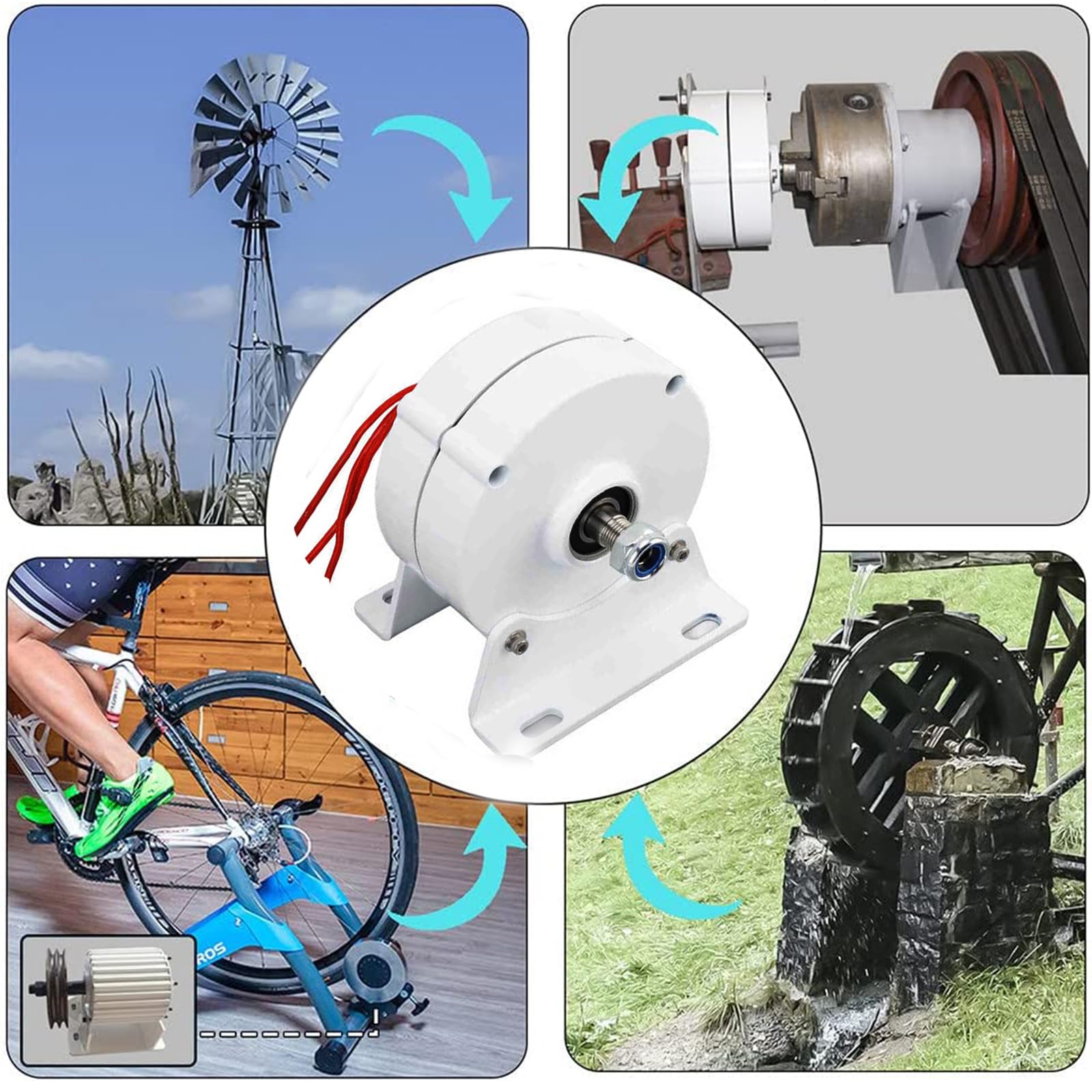 Kit de Rueda para Generador de 14000W, Kit de Energía Eólica, Generadores de Alternador AC de Baja Velocidad 12V 24V 48V 220V con Base para Turbina Eólica o Turbina de Agua