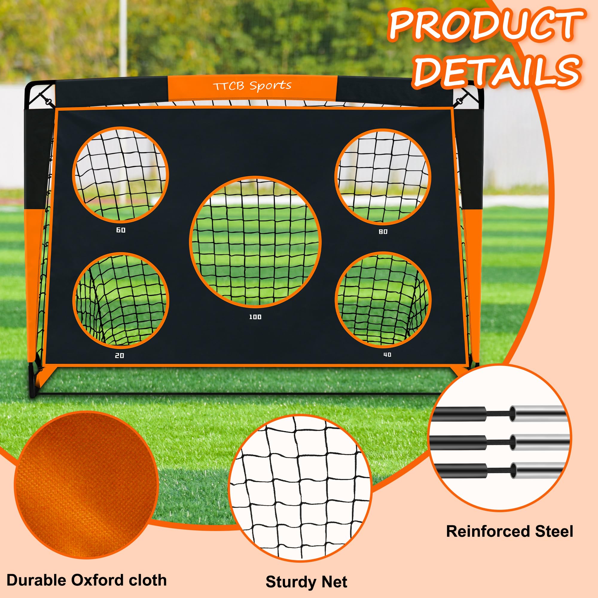 Porta Calcio Per Bambini Yimore Porte Da Calcio Per Bambini, 4 Modalità Pop-up Porta Da Calcio Da Giardino, Pieghevole Con Borsa Per Trasporto, 120 X 80 X 80 Cm, Regalo Per Bambini