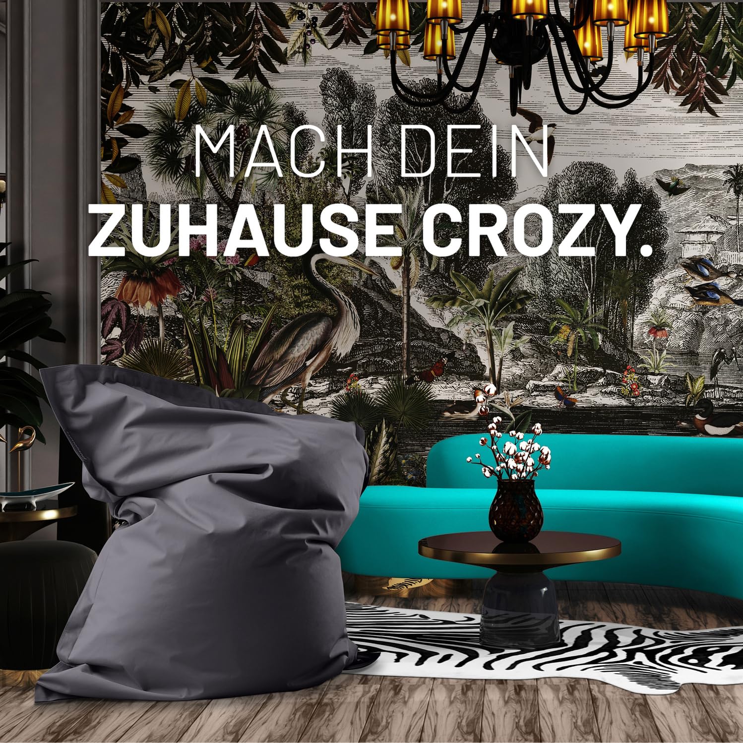 Lumaland Riesen-Sitzsack XXL 140x180 cm | Wasserfestes Indoor & Outdoor Liegekissen mit über 3 Mio. anpassungsfähigen EPS-Perlen | Bean Bag mit waschbarem Bezug [Anthrazit]