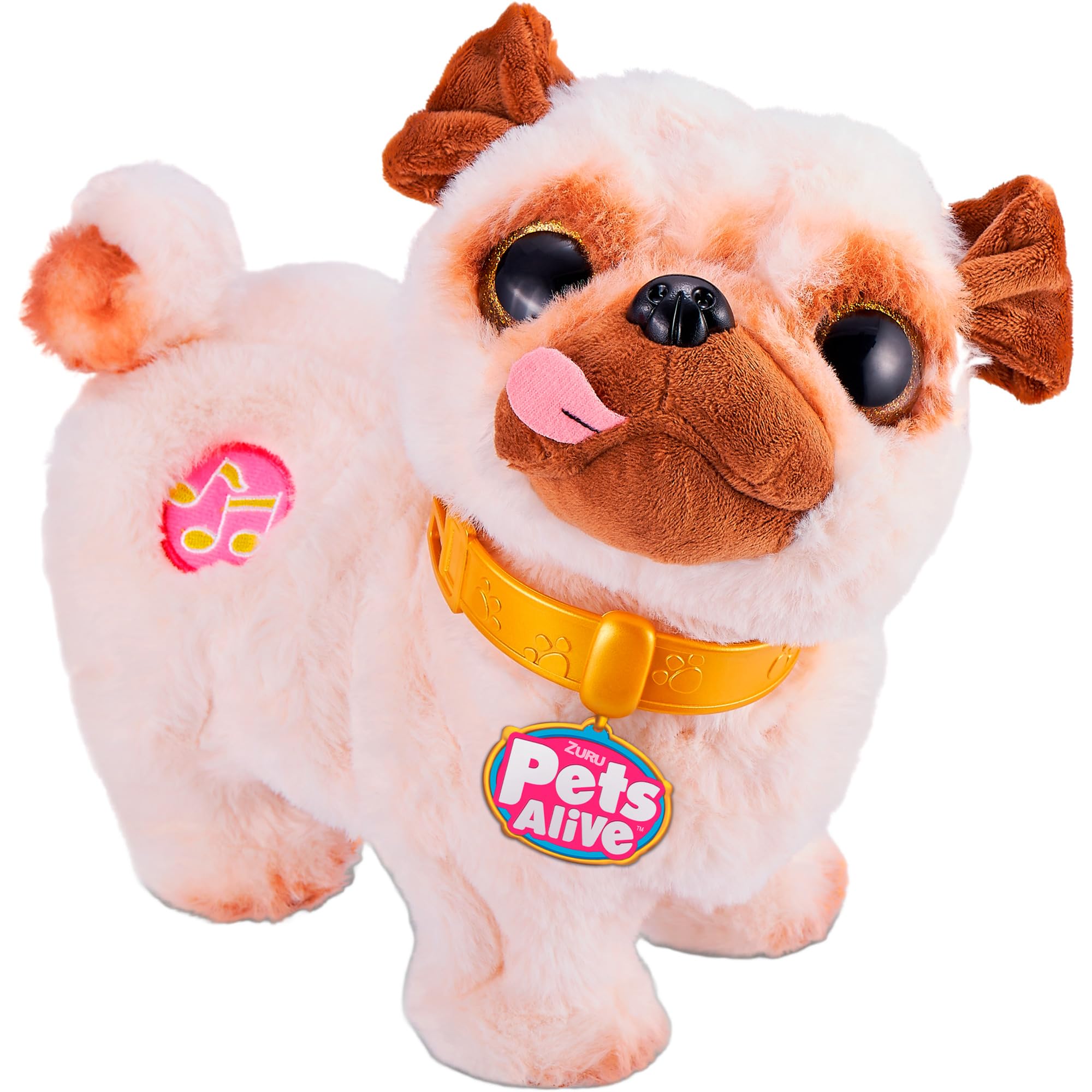 Pets Alive Zuru 9521 – Poppy The Booty Shakin’ Pug, Plush Toy Pug Shakes Her Head and Bottom, Turns and Plays 3 Lovely Songs.