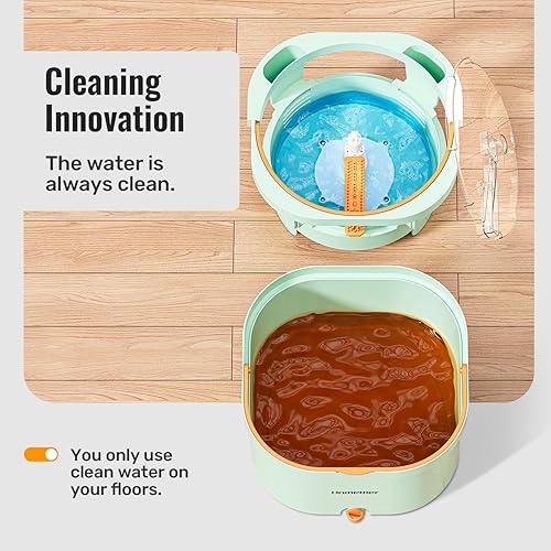 Miniatura 7 de Juego de trapeador giratorio y cubo con cubo de fregona interior desmontable, trapeadores y cubos para limpieza de suelos, incluye 6 almohadillas de