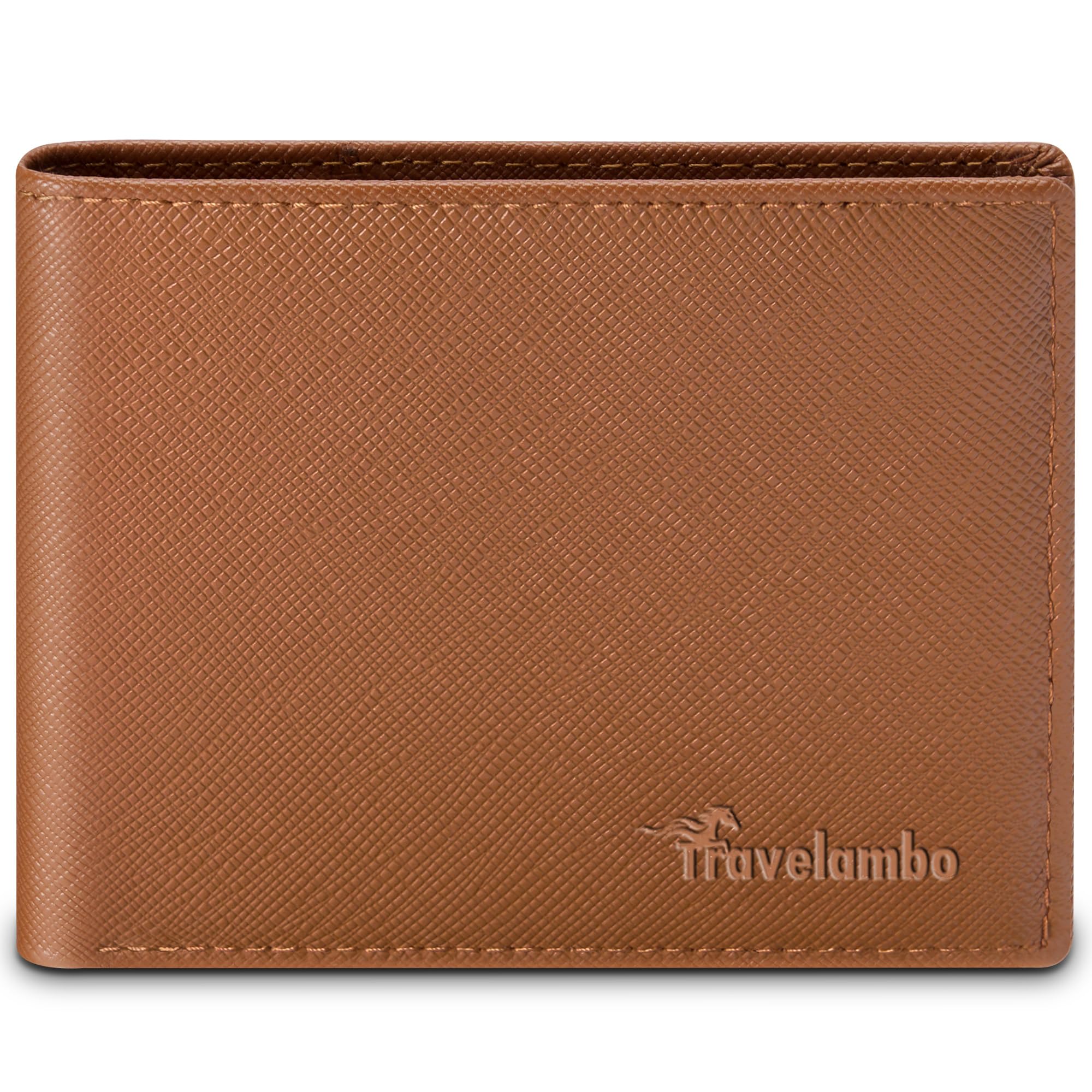 Travelambo Leather Wallet for Men, Slim Minimalist RFID Credit Card Holder