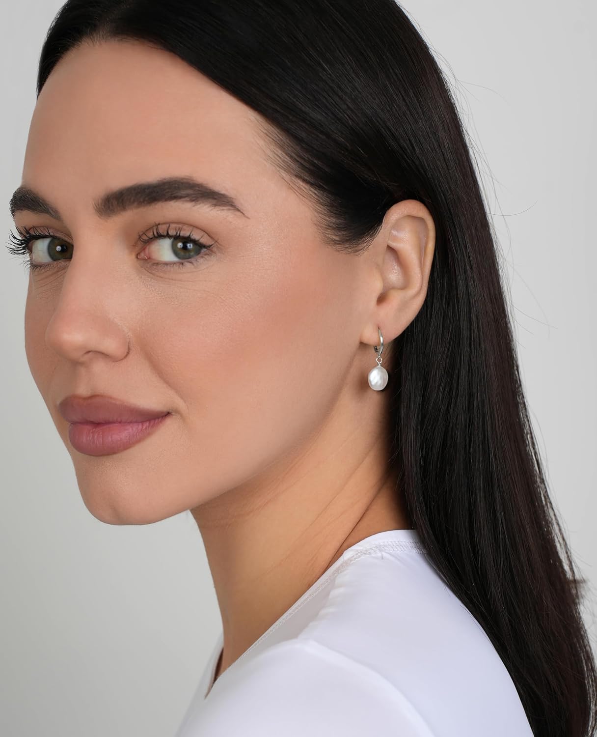 LILY LUSTRE Pearl Earrings for Women, 14k Gold Plated 925 Sterling Silver, AAAA Genuine Freshwater Cultured Pearls in Drop & Coin Shapes, Hoop & Leverback Styles