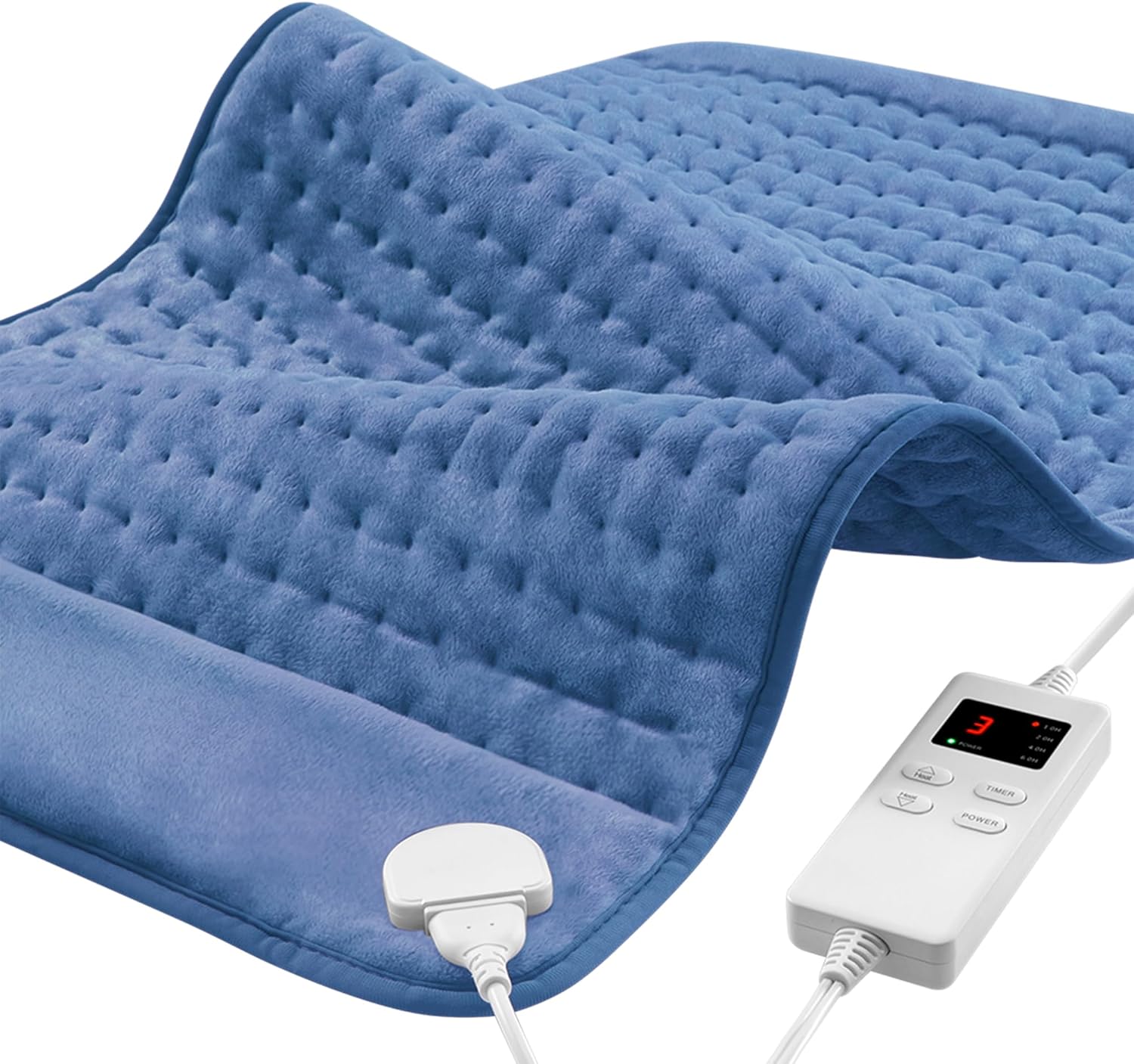 Heating Pads for Back Neck Shoulder Pain, Electric Heating Pad Auto Shut Off, Fast Heat, Large Heating Pad Christmas Gifts for Women Men, Birthday Gifts for Mom Dad (Blue) Blue 12" x 24"