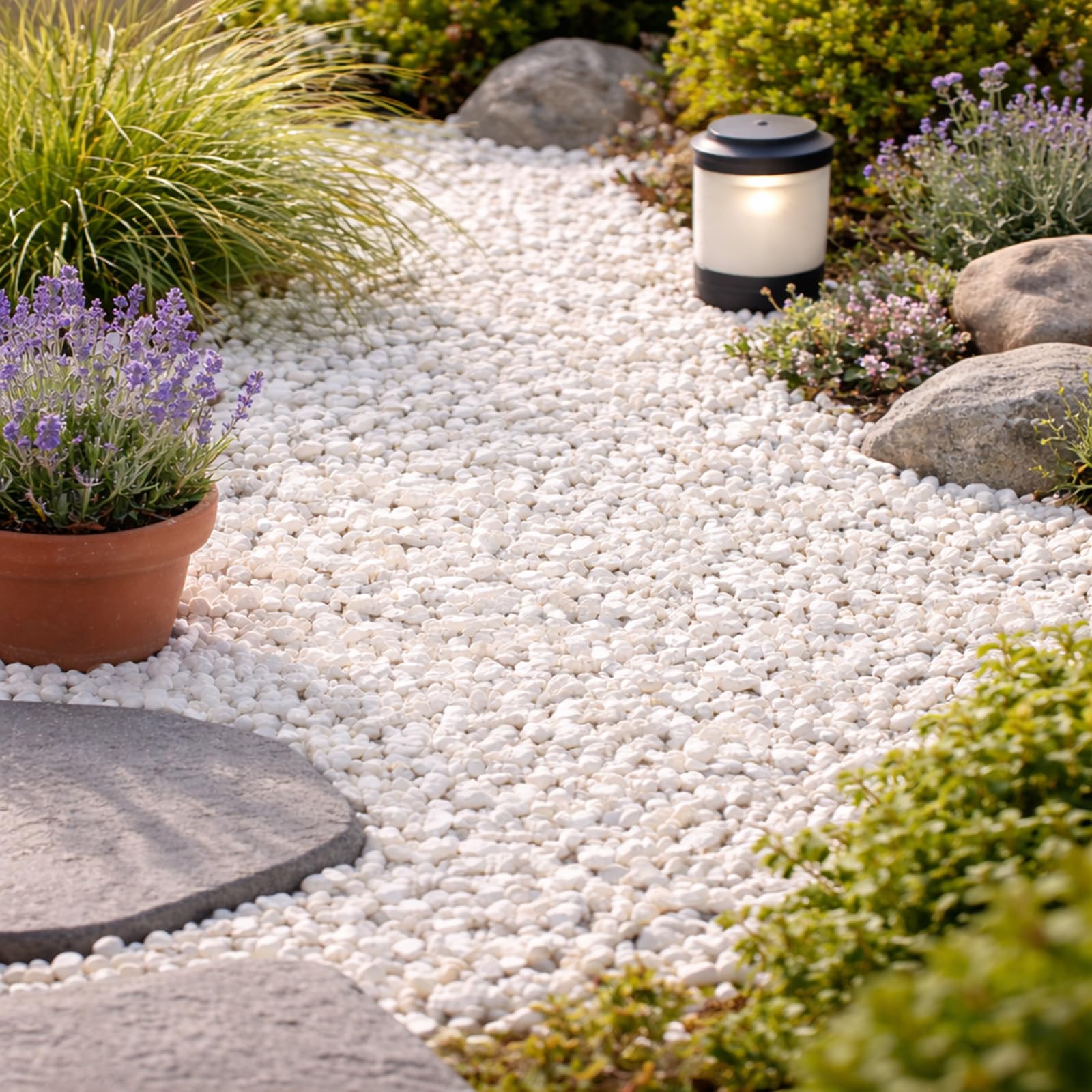 BURI Marmorkiesel weiß 25 kg Zierkies Marmorsplitt 9-12mm Marmorkies weiß Naturstein Kies Weiss Gartendekoration Kieselsteine kleine Steine Deko-Steinchen Steingarten Gartengestaltung