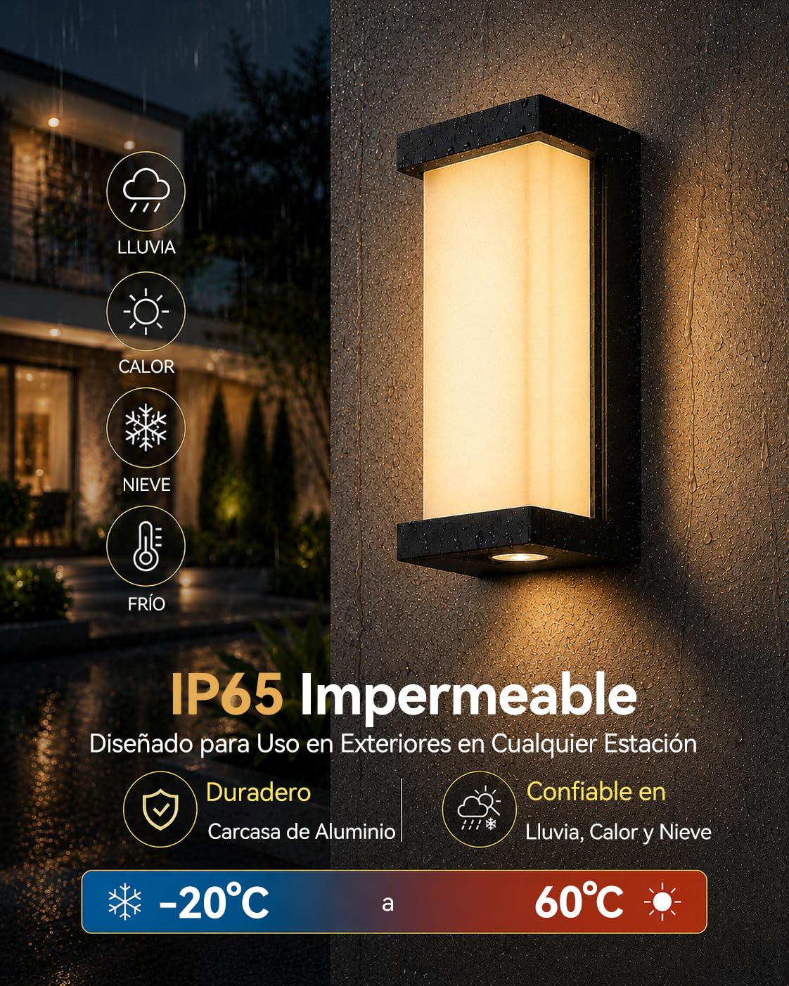 Meevt Lampara Exterior Pared Inteligente RGBCW, Luz Exterior LED - 1 Unidad | 1800LM, Iluminación de 3 Caras, IP65 Impermeable, Compatible con Alexa y Google Assistant, Porche Garaje Interior Exterio