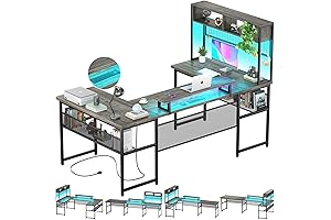 Unikito Reversible U Shaped Desk with Hutch for Premium Workstations