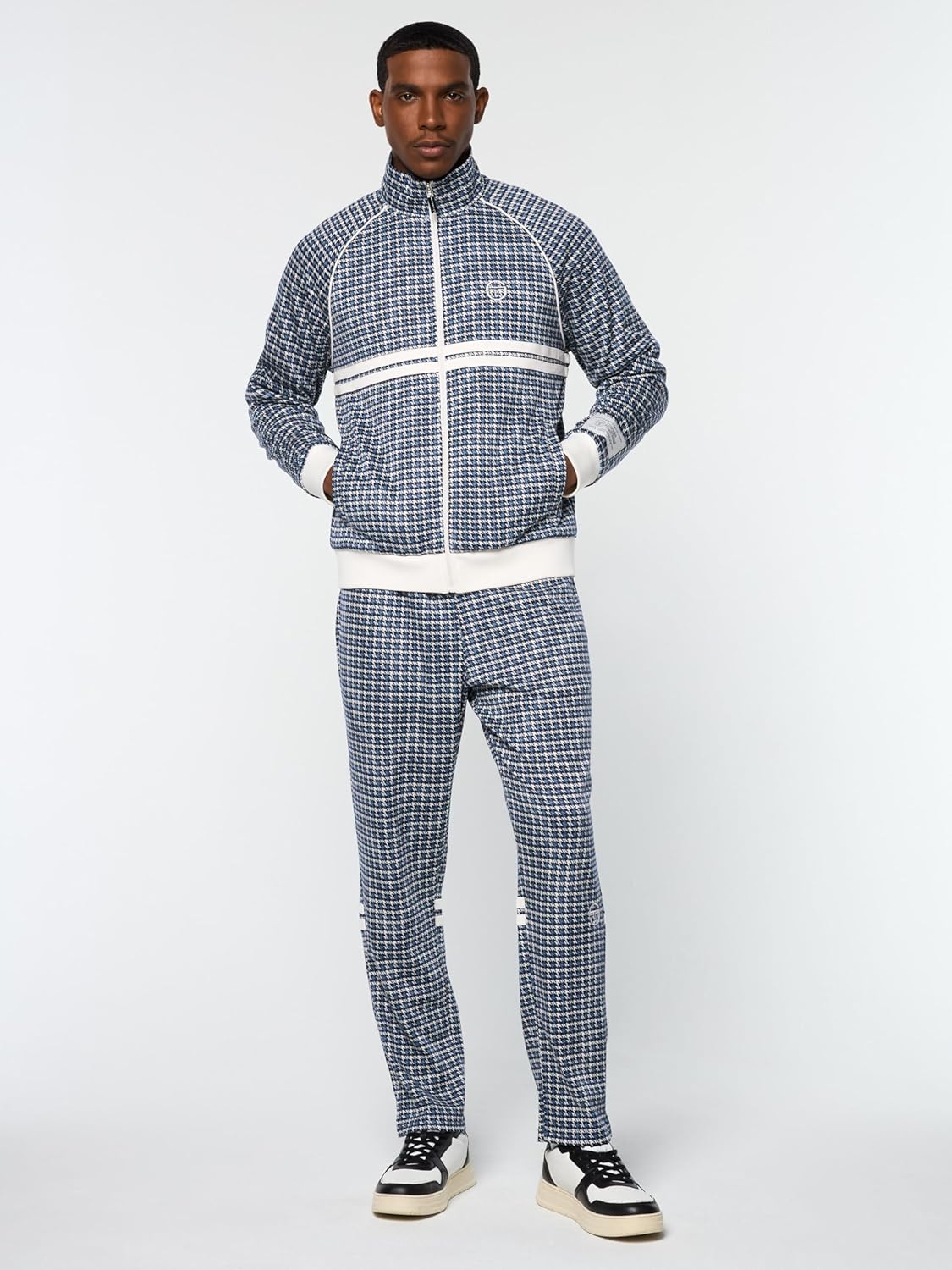 Sergio Tacchini Dallas Houndstooth Track Jacket - Maritime Blue - Image 2