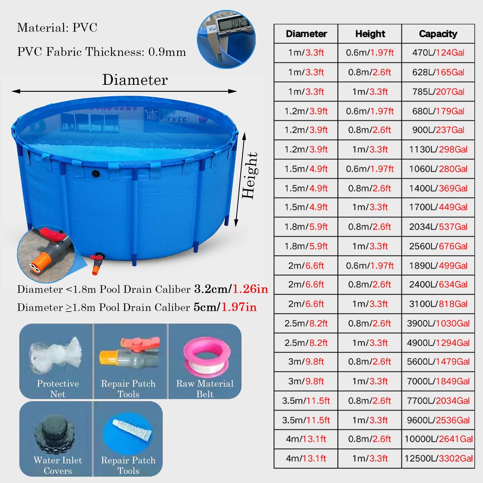 Piscina Fuori Terra/Telaio Acciaio Piscina Per Bambini In Plastica Per Bambini 1-3/ Bambini 4-6-8-12 Anni, Piscine Pieghevoli Interne Esterne/Piscina Fuori Terra, Piscina Con Struttura Ovale(9600L/2