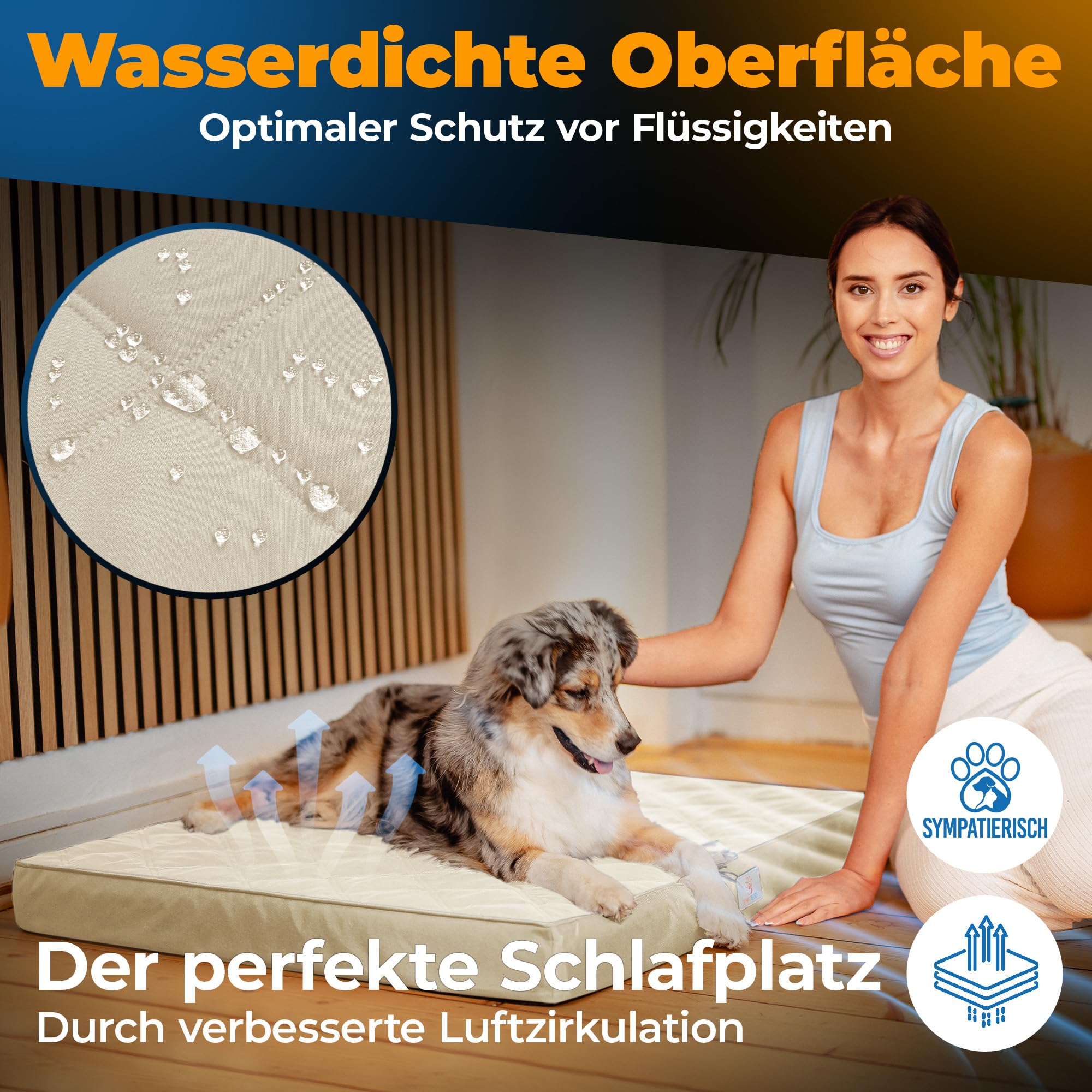 Cuccia ortopedica impermeabile – Il nuovo tappetino per cani preferito del tuo naso in pelliccia, cuscino antiscivolo, cestino per cani, fodera lavabile, per cani di piccola e grande, 90 x 80 x 8 cm