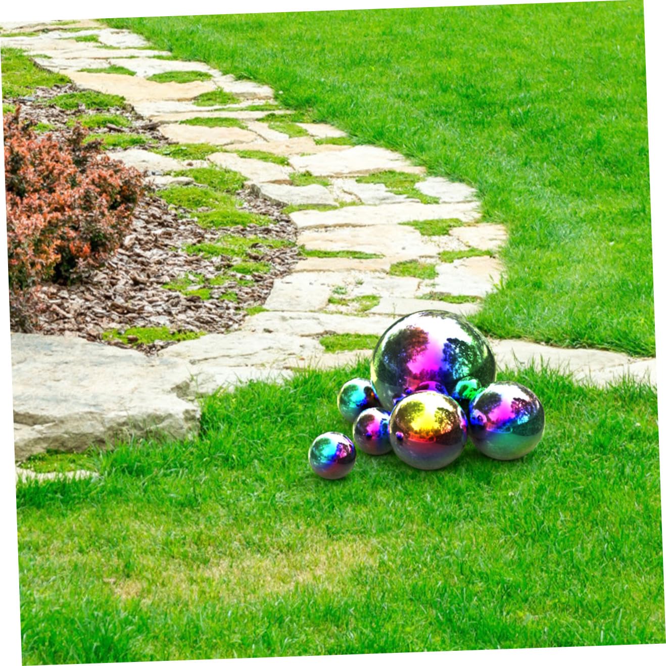 Happyyami Sfera Riflettente da Giardino 6 Pezzi Acciaio Inossidabile