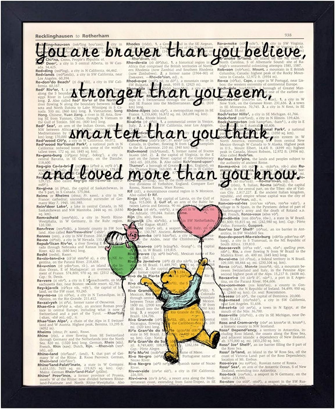 Motivational Inspirational Classic Winnie the Pooh quote vintage book Art Prints - Friend Birthday Gift 8x10 Unframed Art Poster - Child, Boy, Girl, Nursery Room Decor (stronger1)
