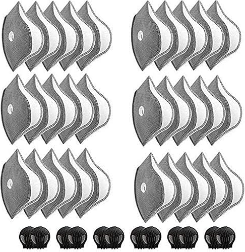 Piezas de repuesto originales, filtros de carbón activado 30 por paquete, adecuados para la mayoría de filtros de cubierta facial de bicicleta con