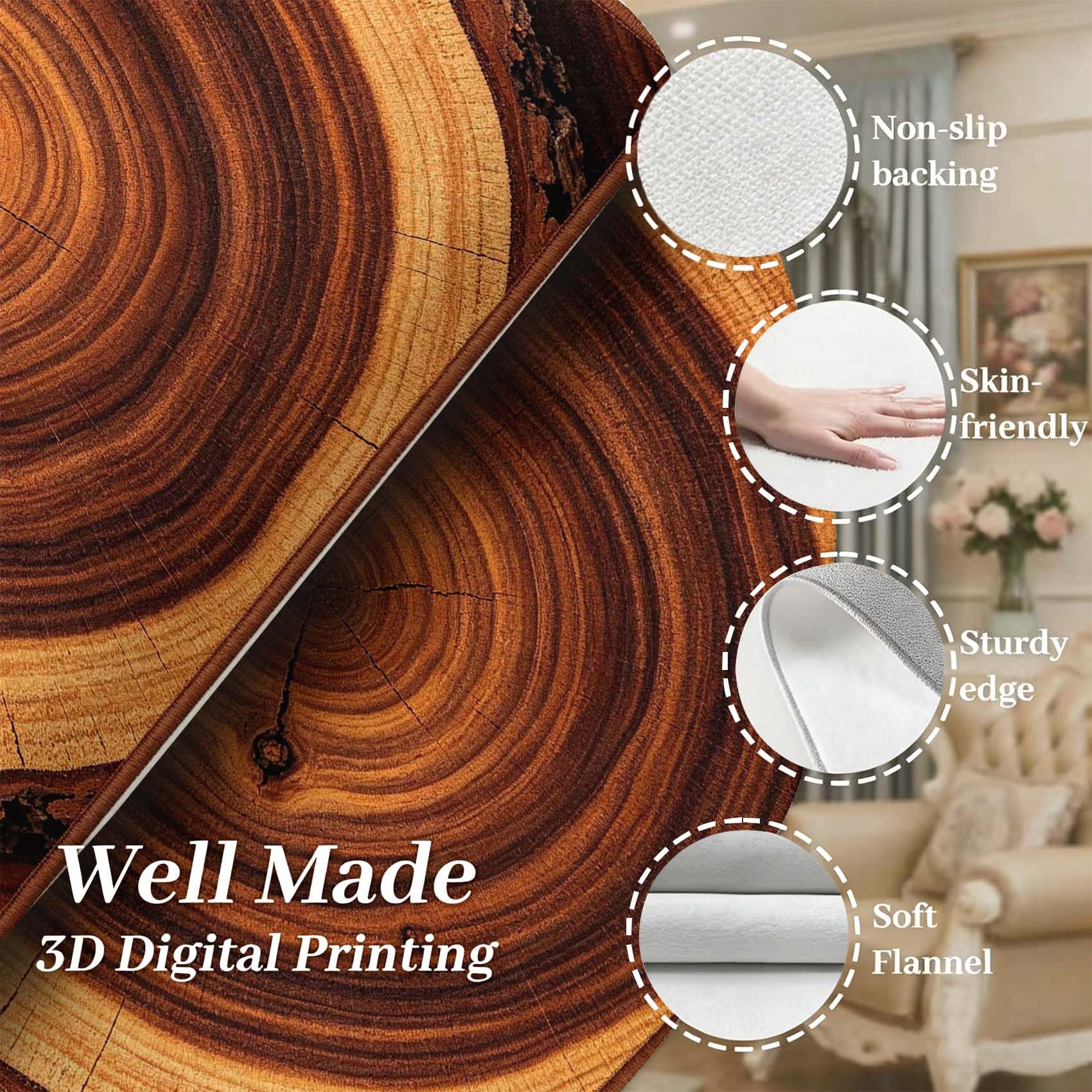 Tapis Salon 160x230cm Cernes des Arbres Impression HD 3D