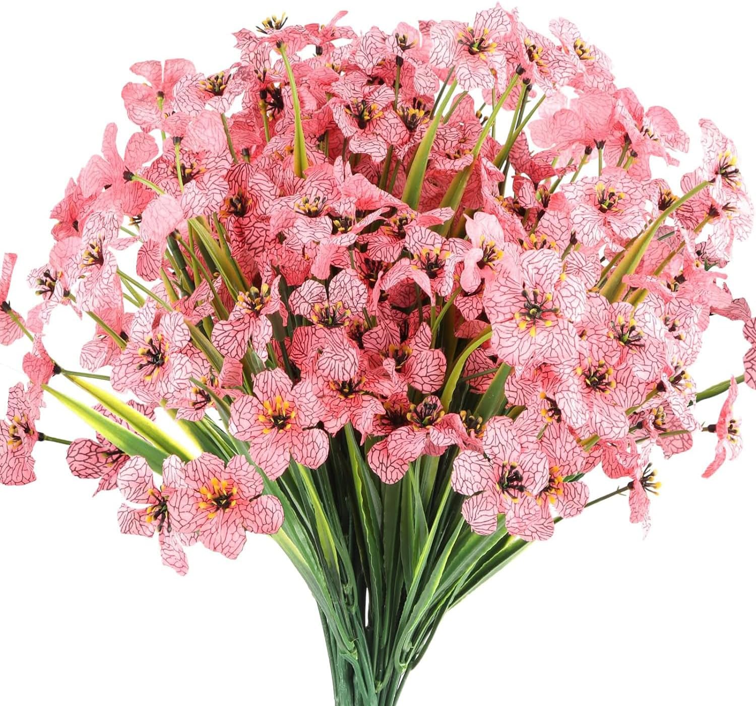 Titifeya 12pcs Artificial Pink Violet Flowers