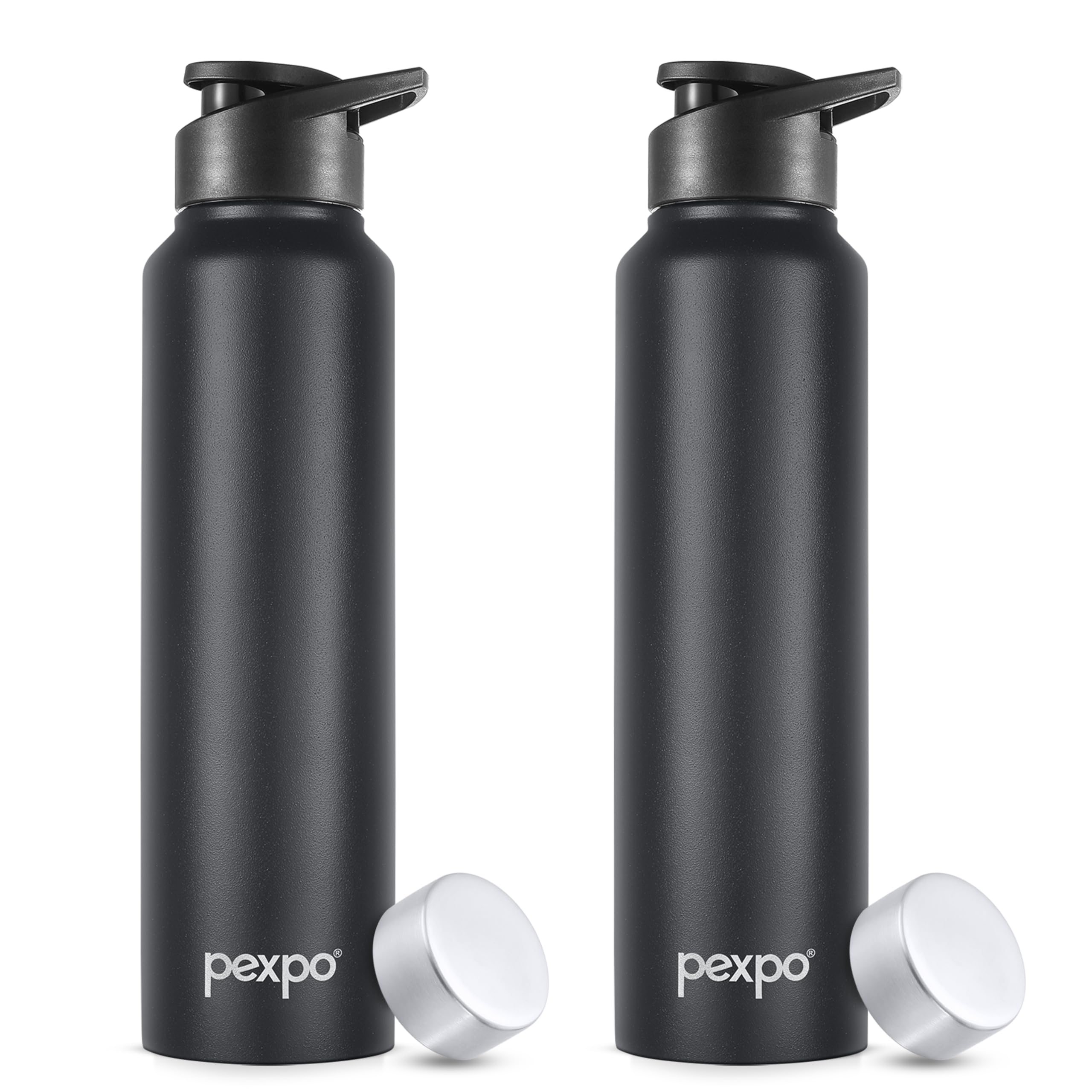 Go24 pexpo Stainless Steel Water Bottle Chromo Knight Black 950ml