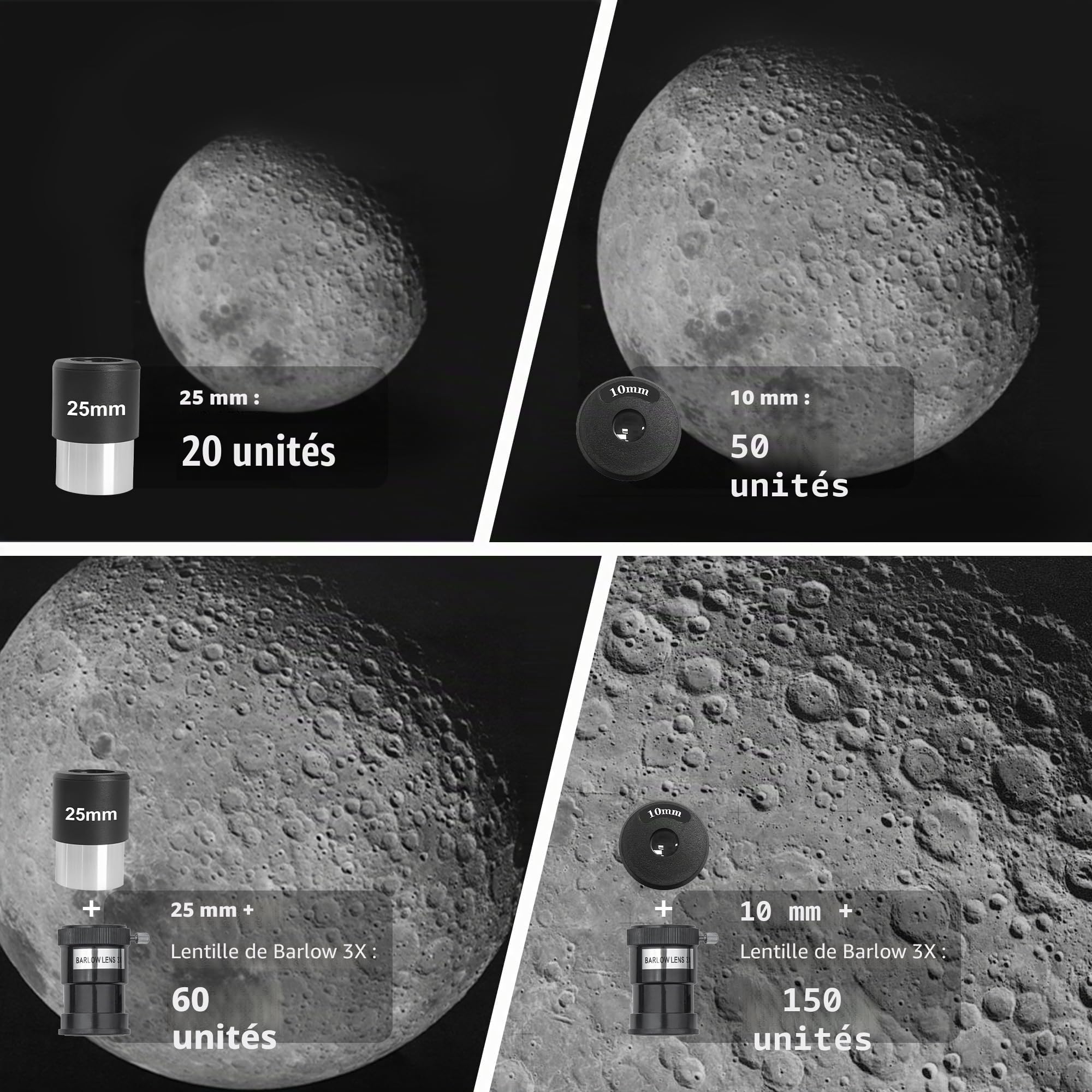 Télescope Réfracteur 80/500 mm pour Adultes, Enfants, Familles et Débutants en Astronomie, avec Trépied Réglable, Adaptateur Smartphone et Sac à Dos, Portable pour Observer la Lune et Les Paysages