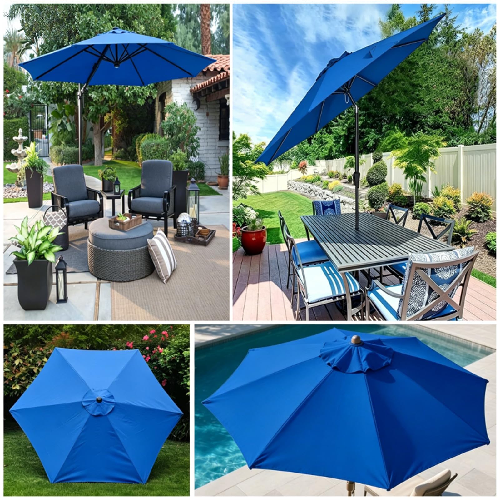 Zapasowy pokrowiec na parasol przeciwsłoneczny, 2-4 m, 6/8 wsporników, pokrowiec na parasol rynkowy i parasol przeciwsłoneczny do ogrodu, na basen, plażę, taras i balkon, 250 cm, 8 żeber