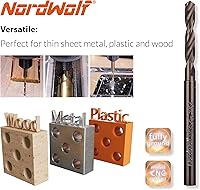 Vista 3 de NordWolf Juego de 8 brocas multiusos de cobalto M35, con vástago recto de 1/8 pulgadas para herramientas rotativas, tamaños SAE