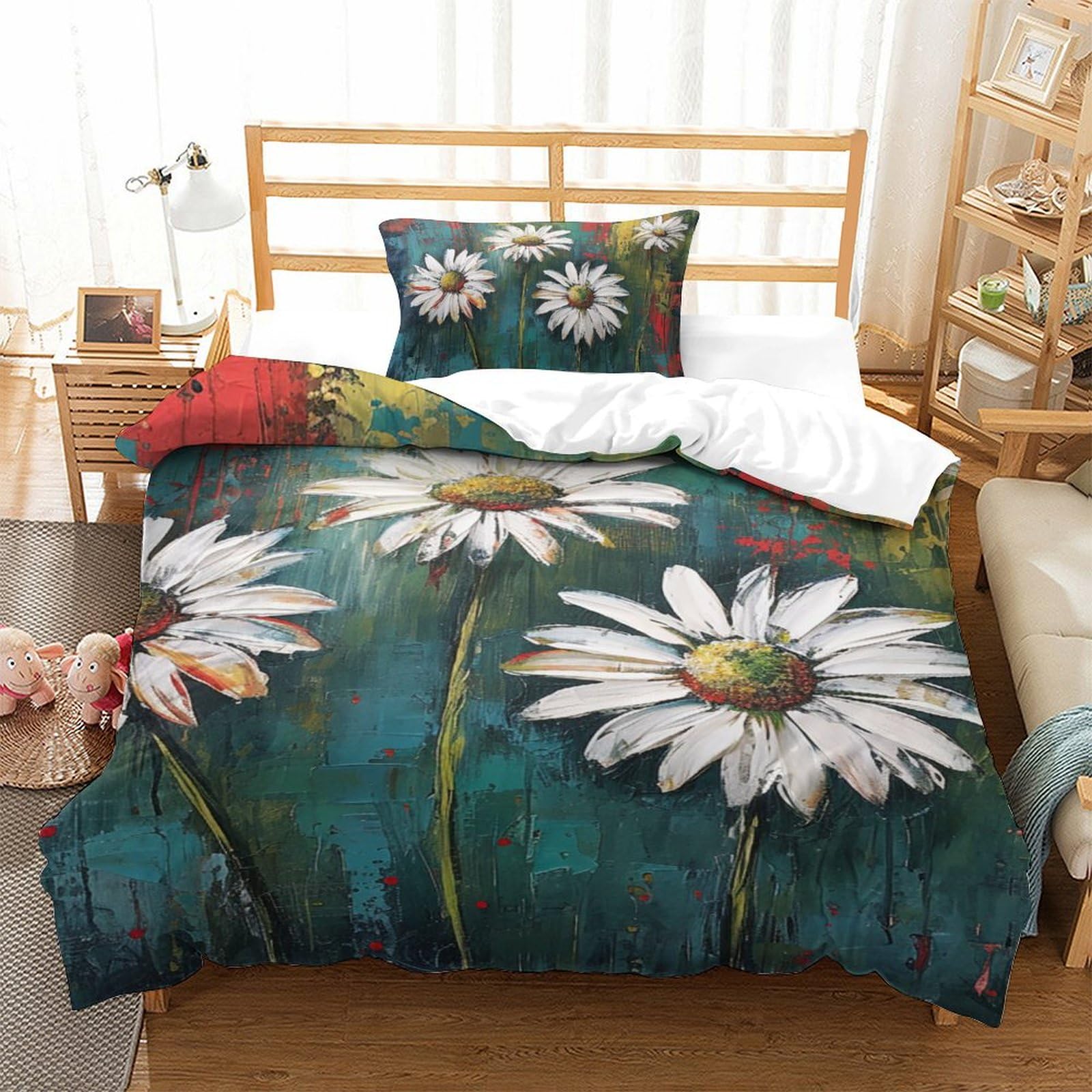 Housse de couette Daisy 135x200 cm avec taies en microfibre pour lit simple
