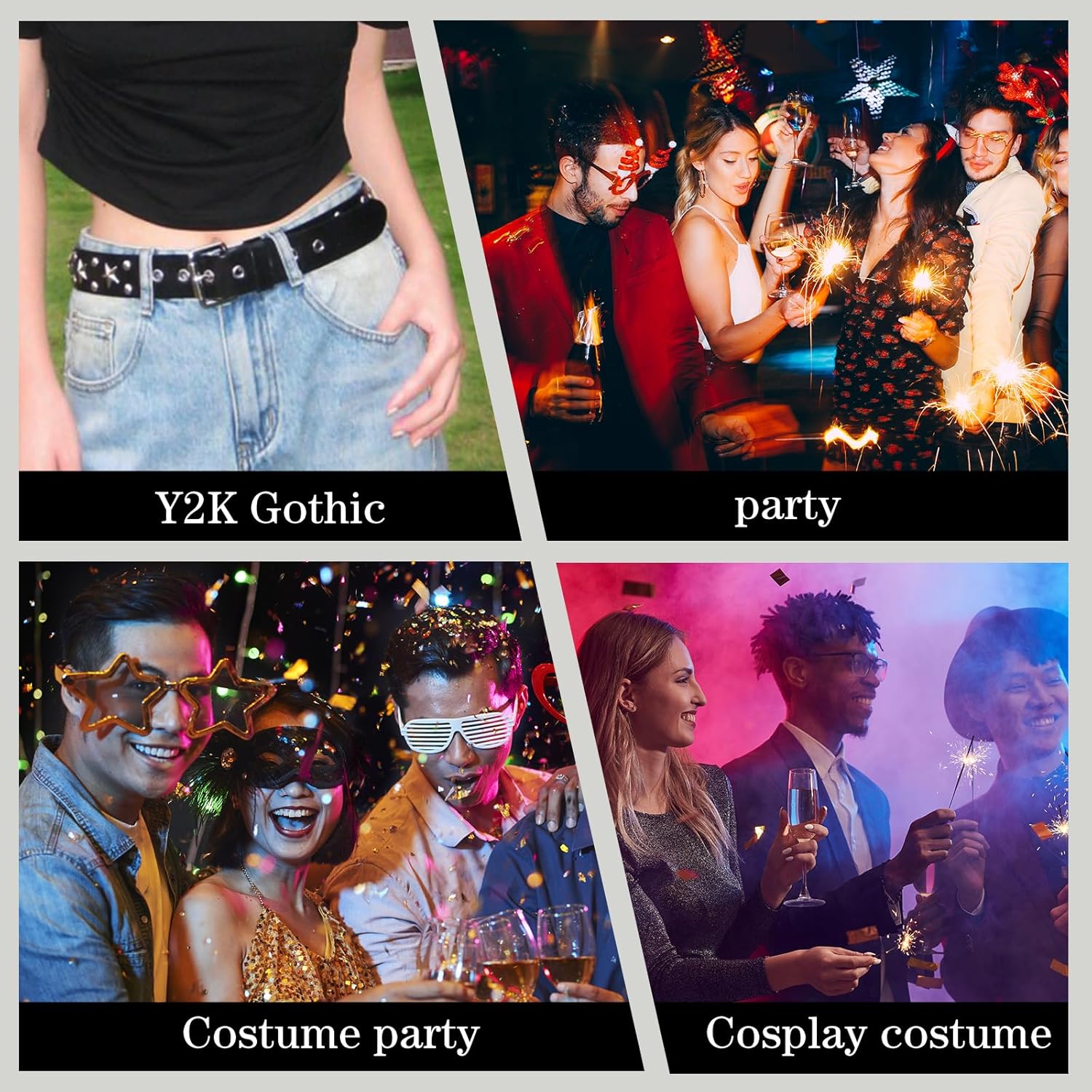 3 Pcs Black Studded Belt, Y2K Belt Star Goth EMO Punk Rock with Bright Pyramid Studded for Women Men (Studded Star) - Image 7